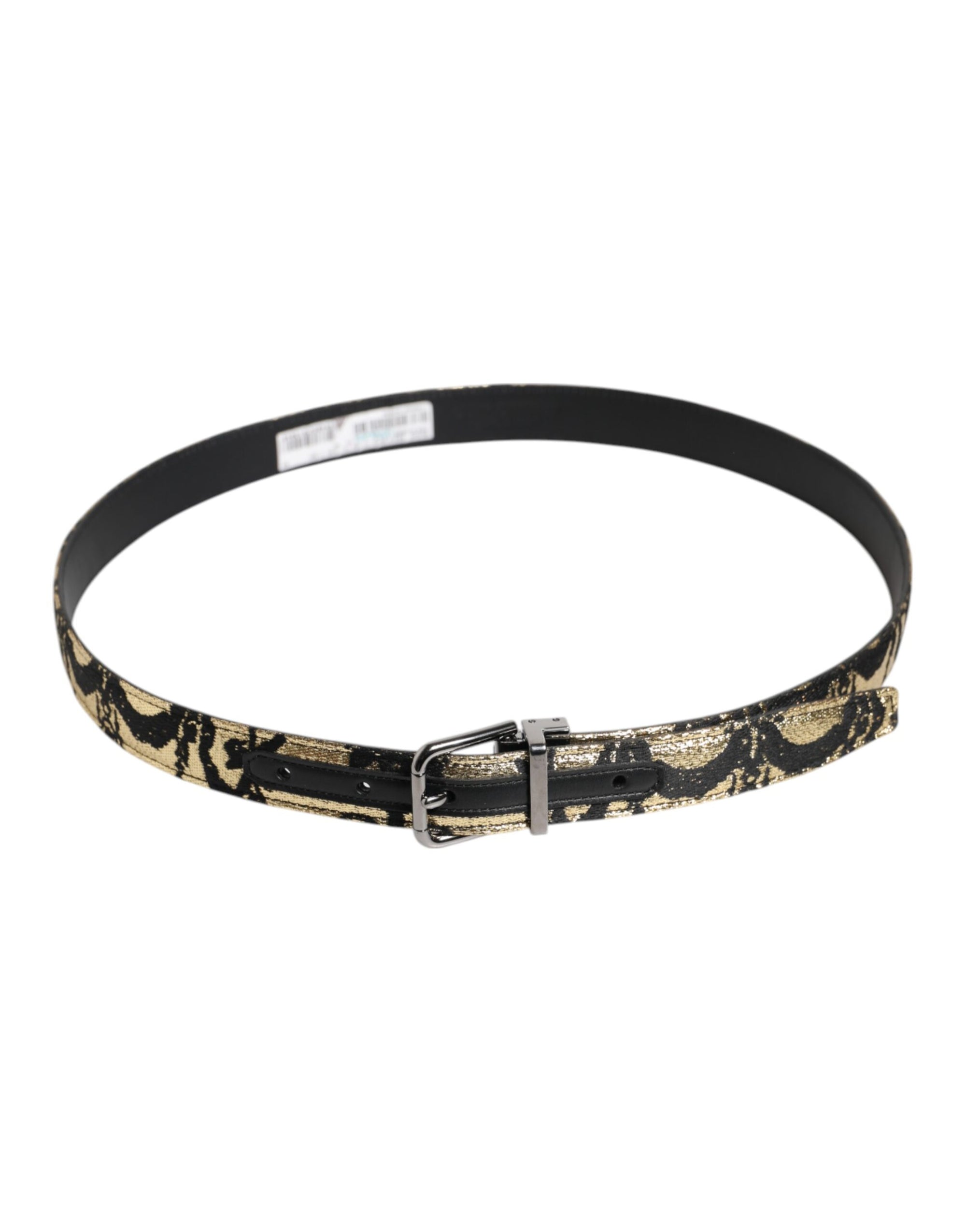 Dolce & Gabbana Multicolor Jacquard Leather Metal Buckle Belt