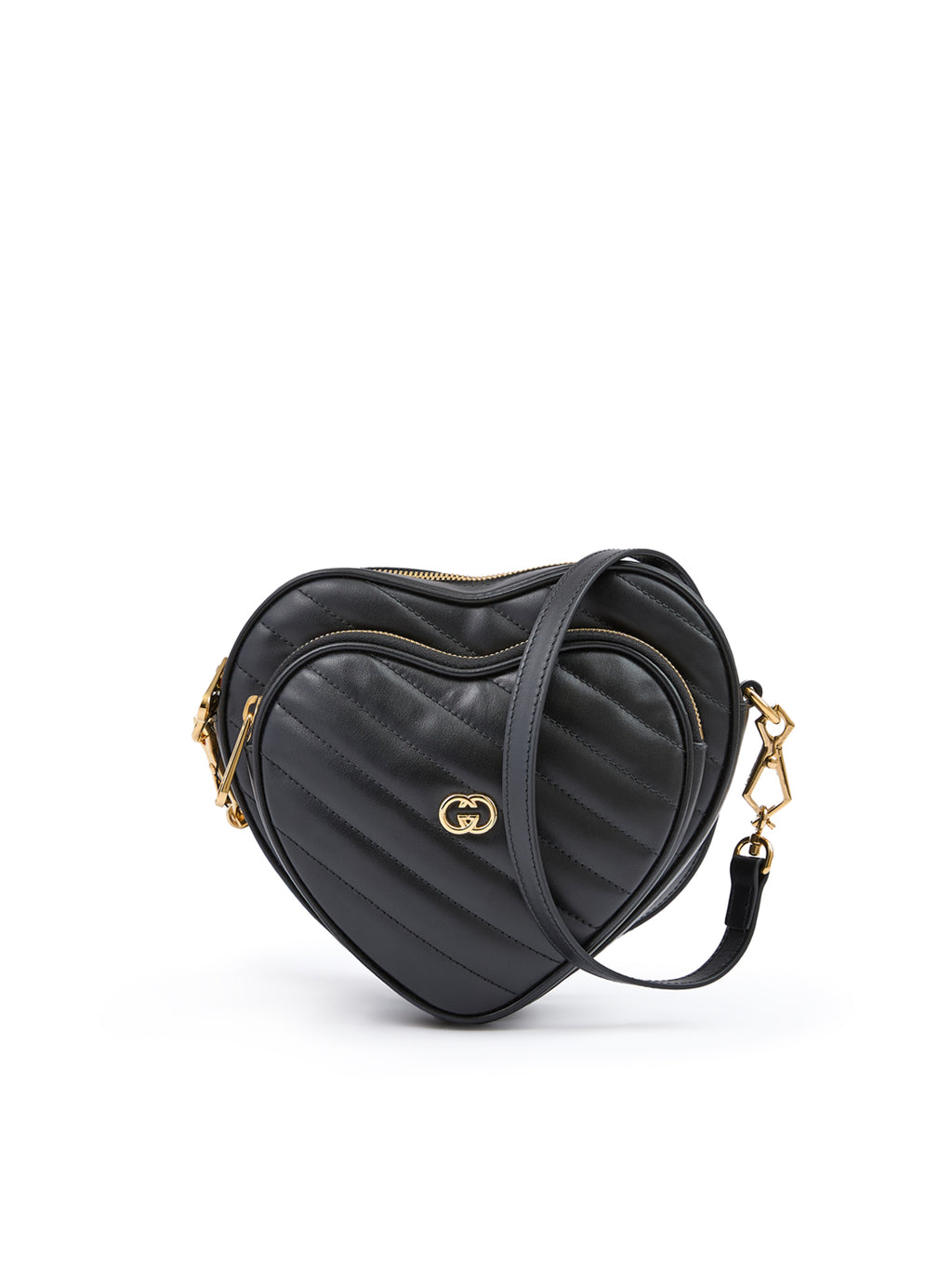 Gucci Black Leather Mini Heart Crossbody Bag