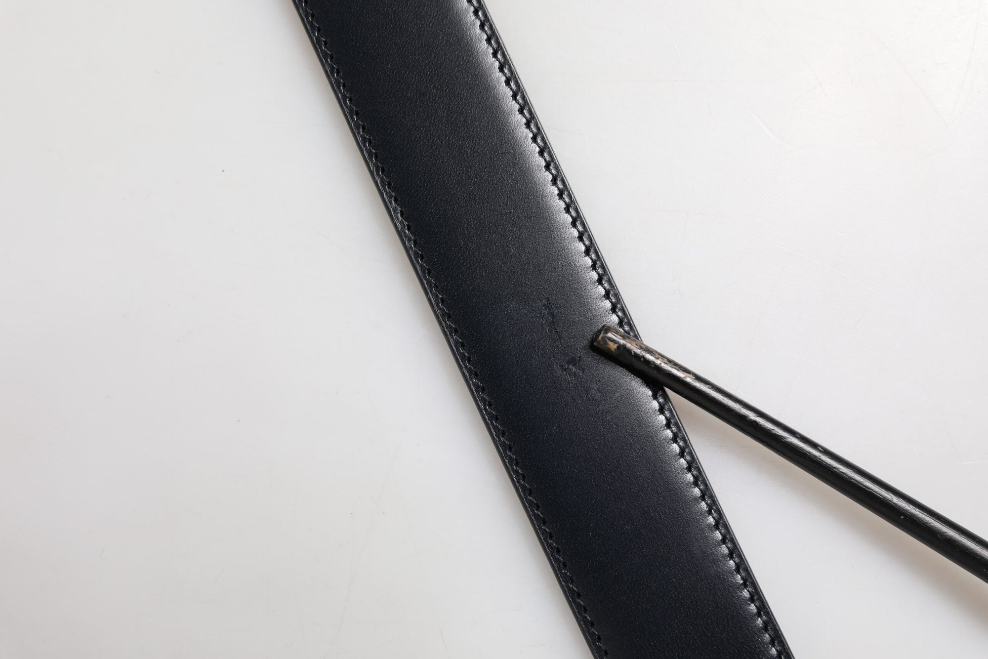 Dolce & Gabbana Black Blue Leather Gold Buckle Reversible Belt