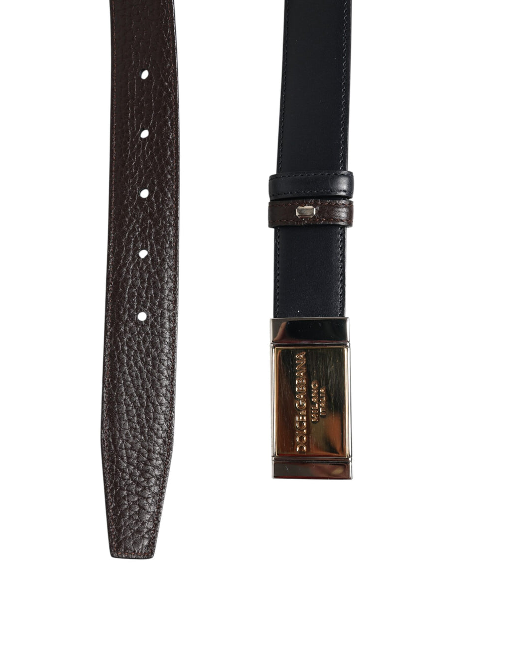 Dolce & Gabbana Black Blue Leather Gold Buckle Reversible Belt