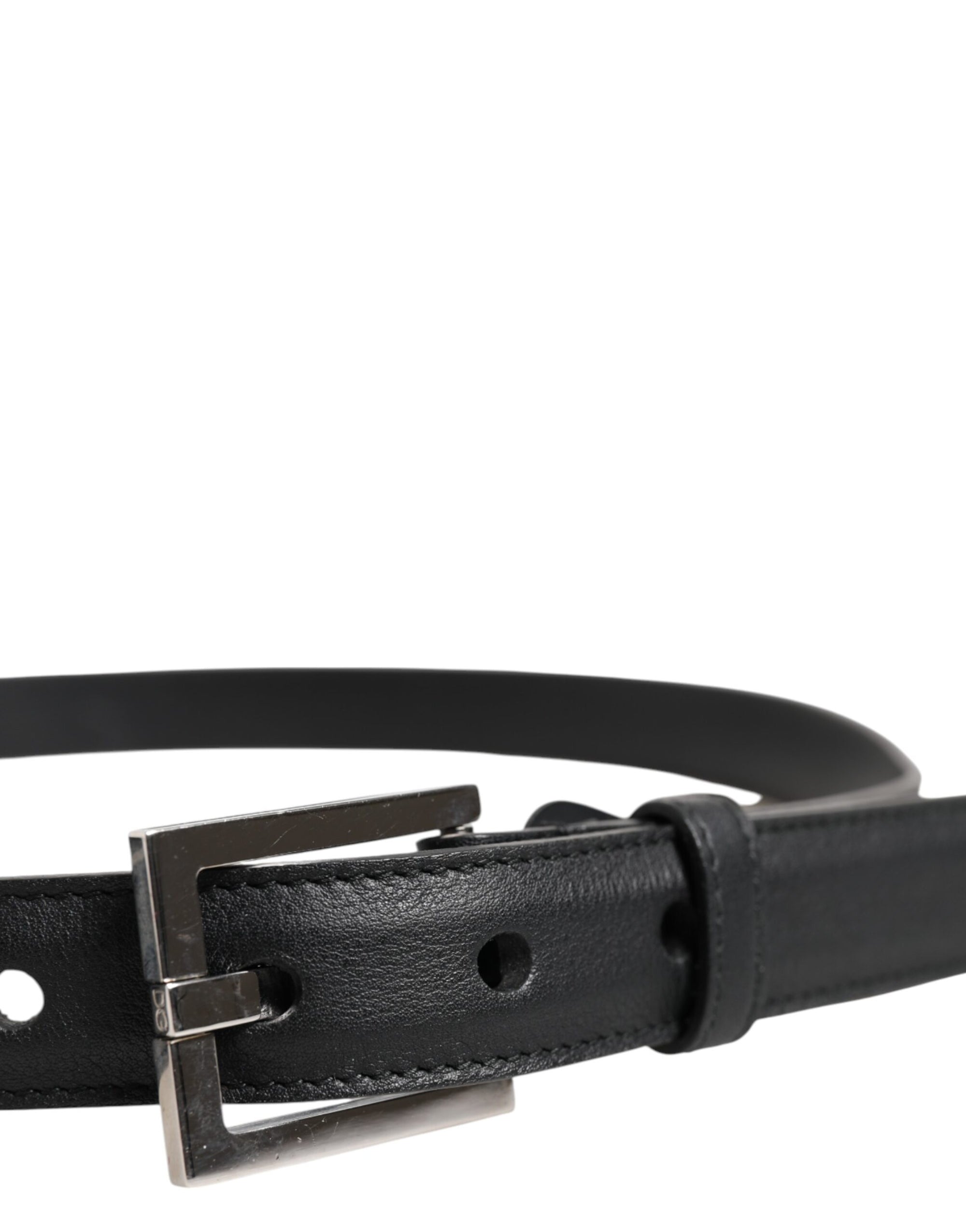 Dolce & Gabbana Black Classic Calfskin Leather Buckle Belt