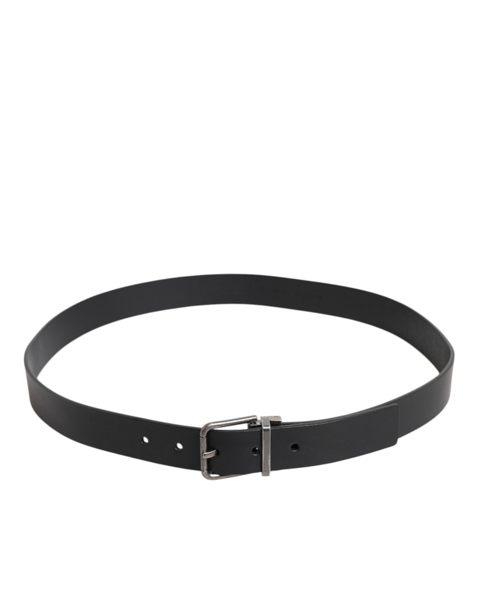 Dolce & Gabbana Black Classic Leather Metal Buckle Belt