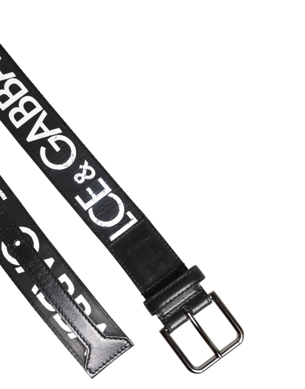 Dolce & Gabbana Black White DG Logo Brass Metal Buckle Belt