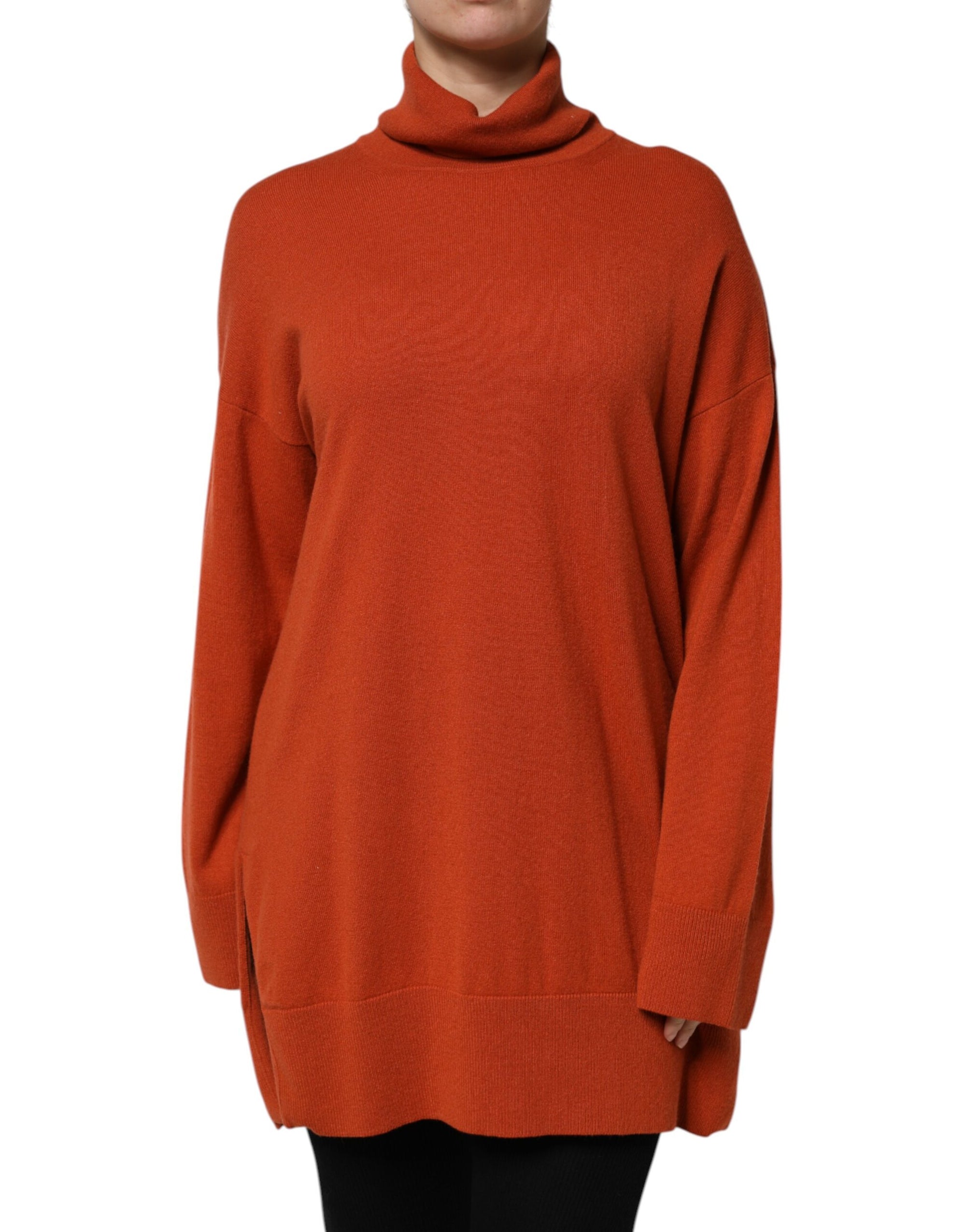 Alpha Studio Dark Orange Long Sleeves Turtleneck Sweater
