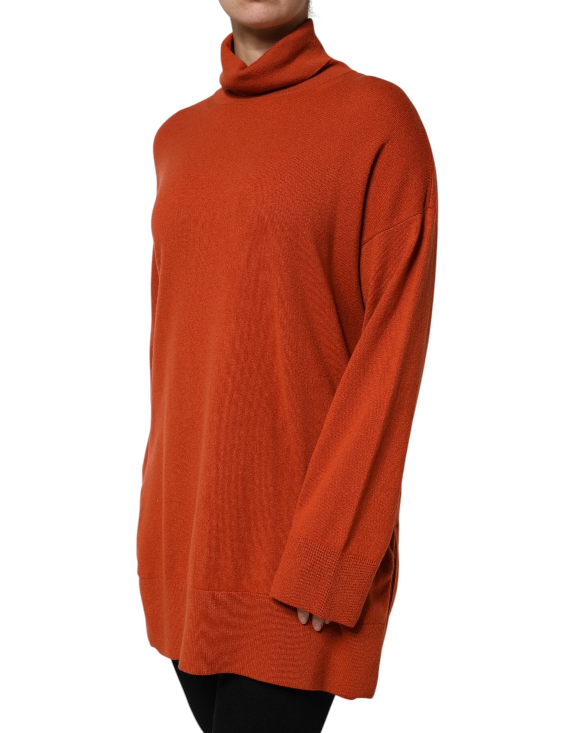 Alpha Studio Dark Orange Long Sleeves Turtleneck Sweater