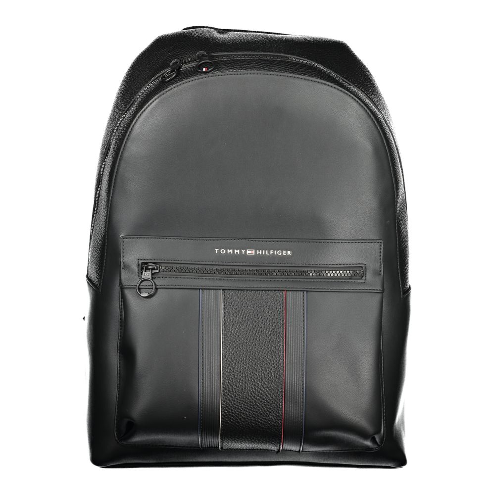 Tommy Hilfiger Black Polyester Men Backpack