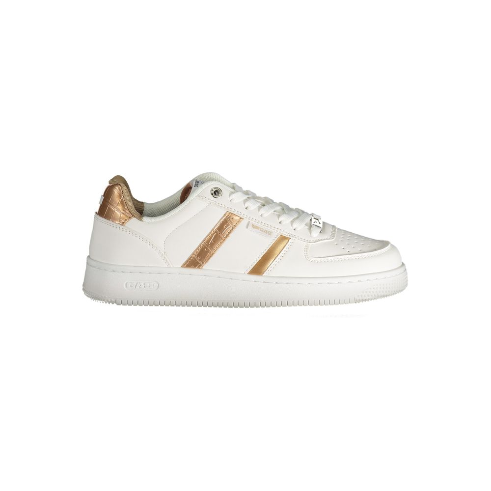 Gas "White Polyester Women Sneaker with Bronze Detailing"