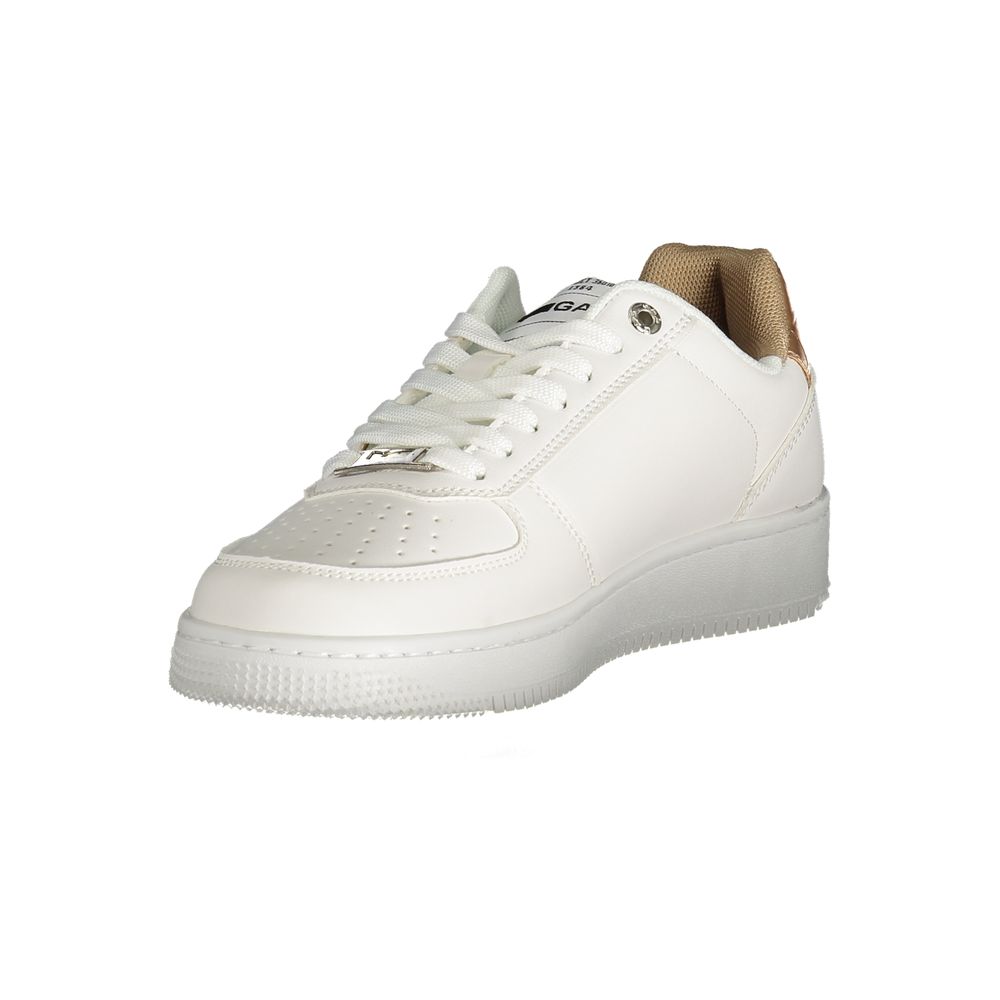 Gas "White Polyester Women Sneaker with Bronze Detailing"