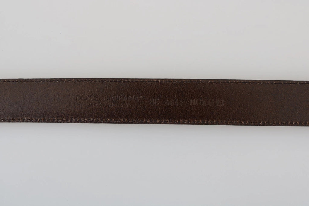 Dolce & Gabbana Blue Perforated Leather Gray Buckle Belt