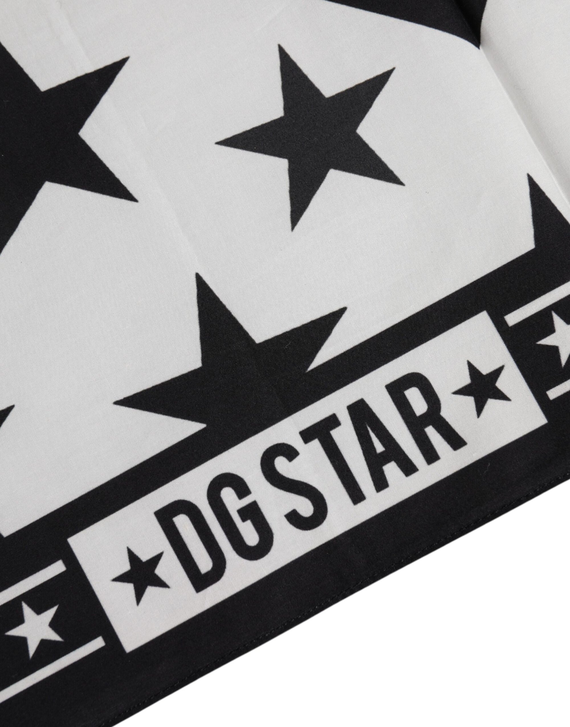 Dolce & Gabbana Black White Crown Cotton Square Foulard Scarf