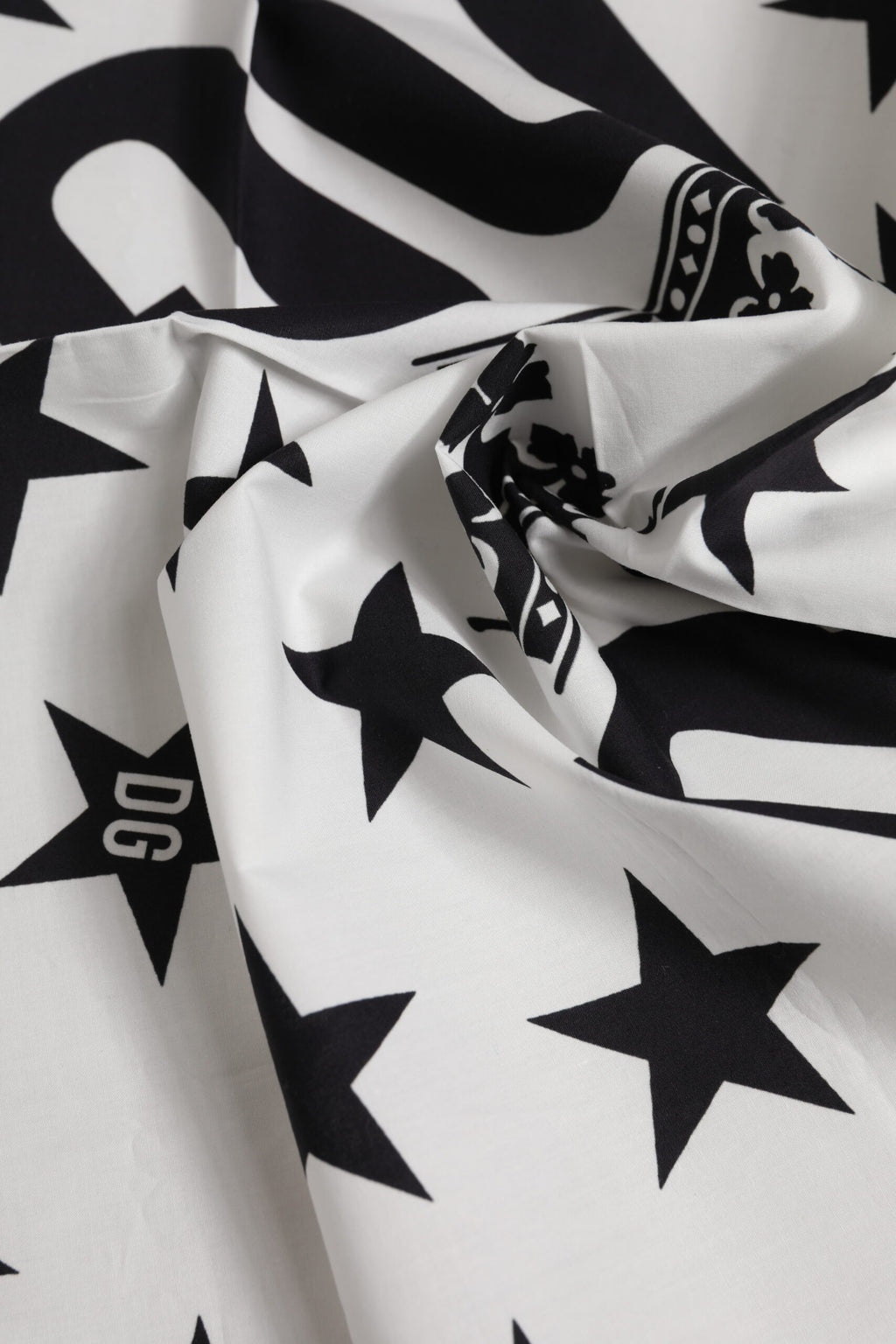 Dolce & Gabbana Black White Crown Cotton Square Foulard Scarf