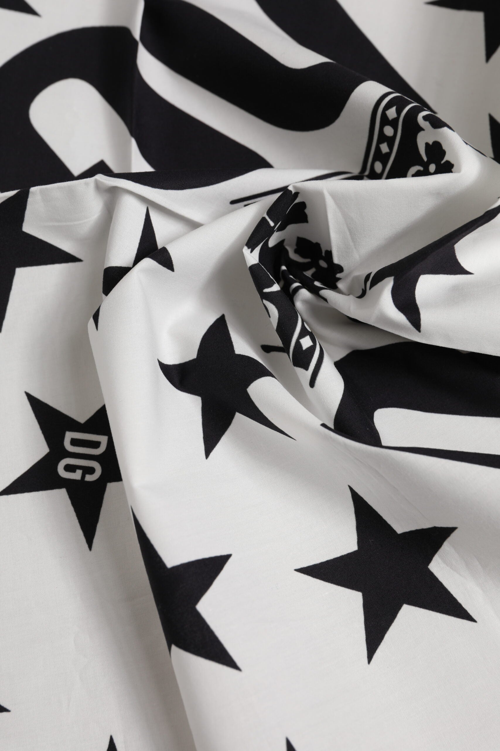 Dolce & Gabbana Black White Crown Cotton Square Foulard Scarf