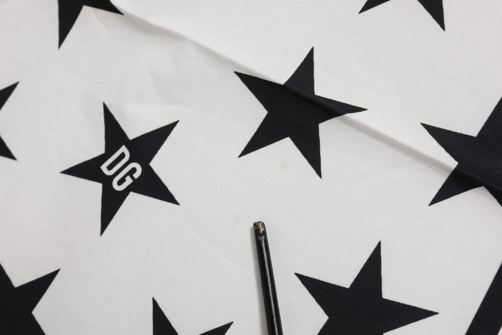 Dolce & Gabbana Black White Crown Cotton Square Foulard Scarf