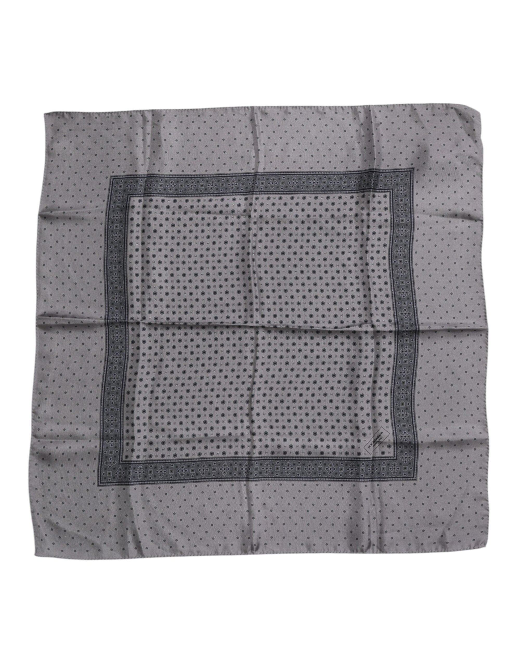 Dolce & Gabbana Gray Polka Dot Silk Square Men Foulard Scarf