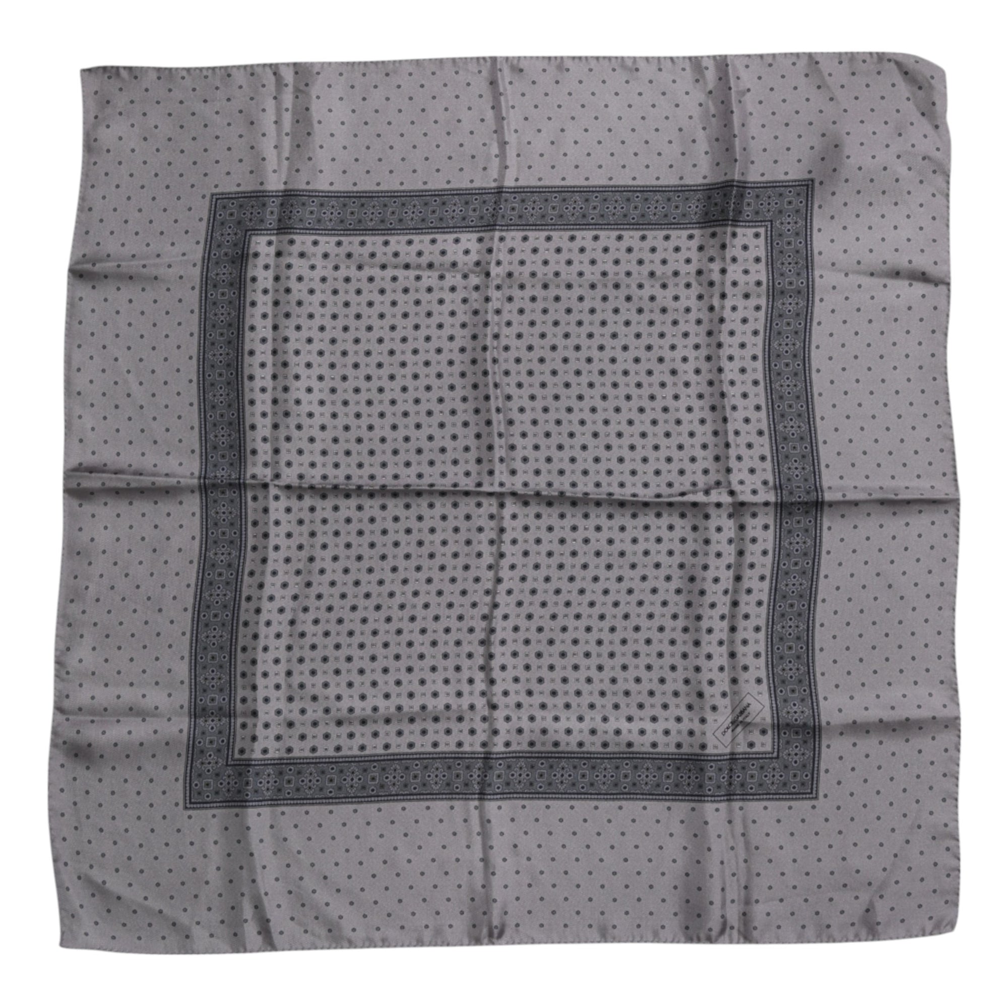 Dolce & Gabbana Gray Polka Dot Silk Square Men Foulard Scarf