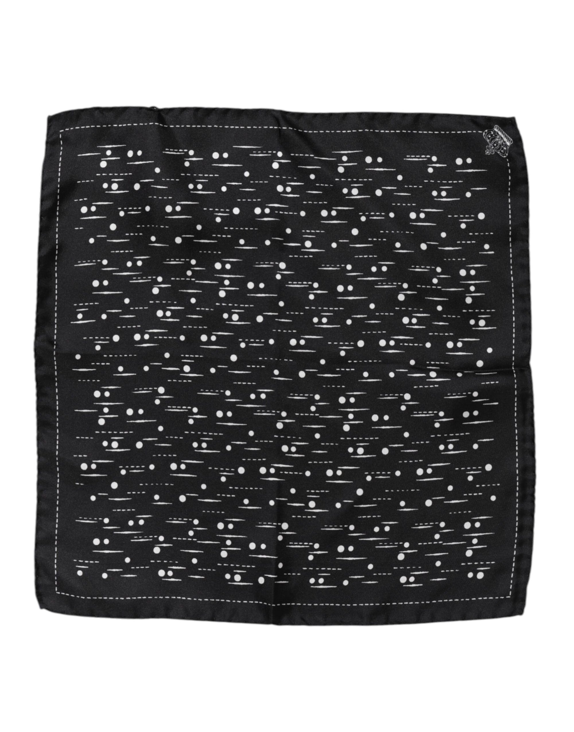Dolce & Gabbana Black White Printed Square Men Foulard Scarf