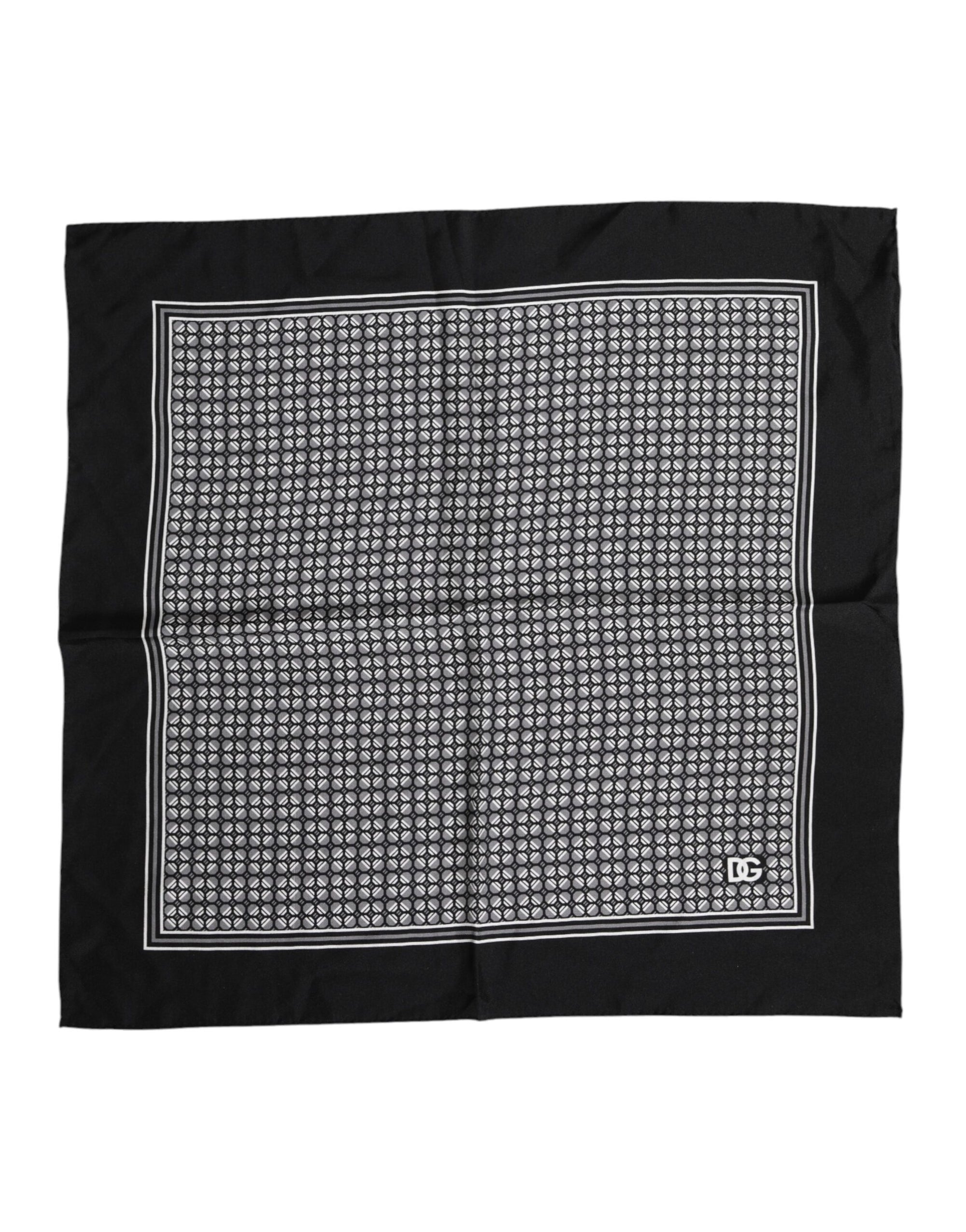 Dolce & Gabbana Black White Patterned Square Foulard Scarf