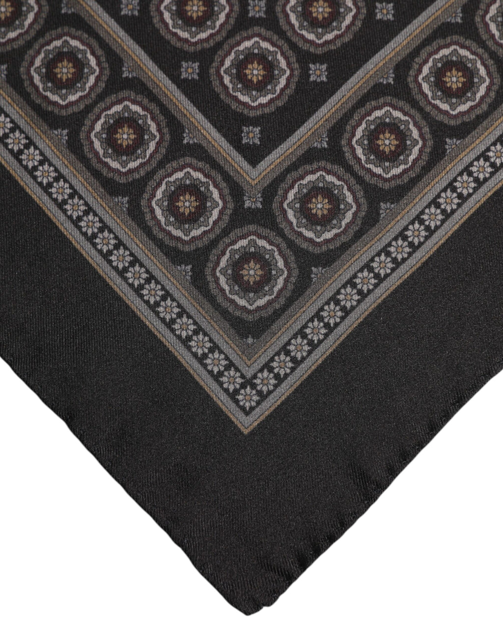 Dolce & Gabbana Black Silk Printed Square Men Foulard Scarf