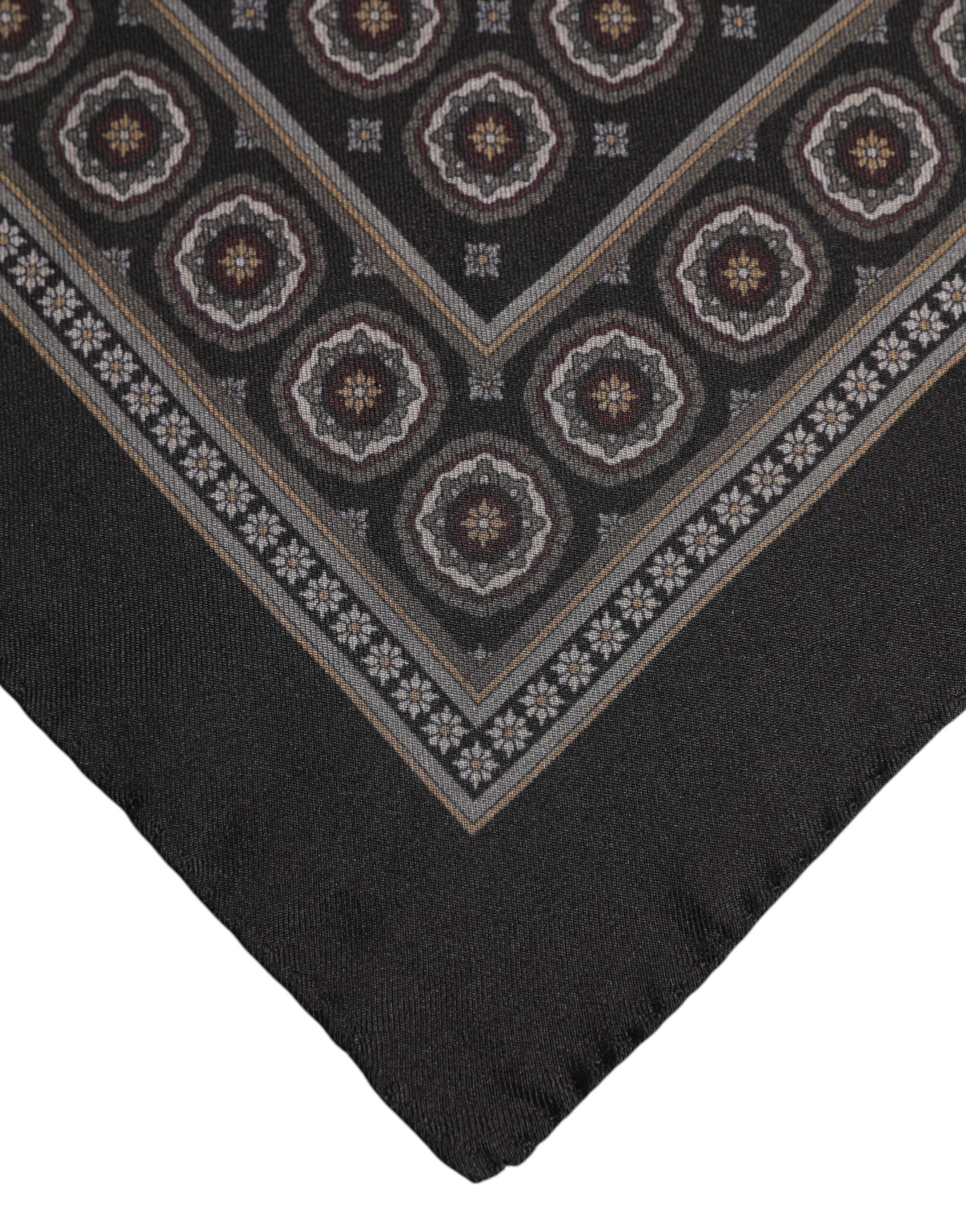 Dolce & Gabbana Black Silk Printed Square Men Foulard Scarf