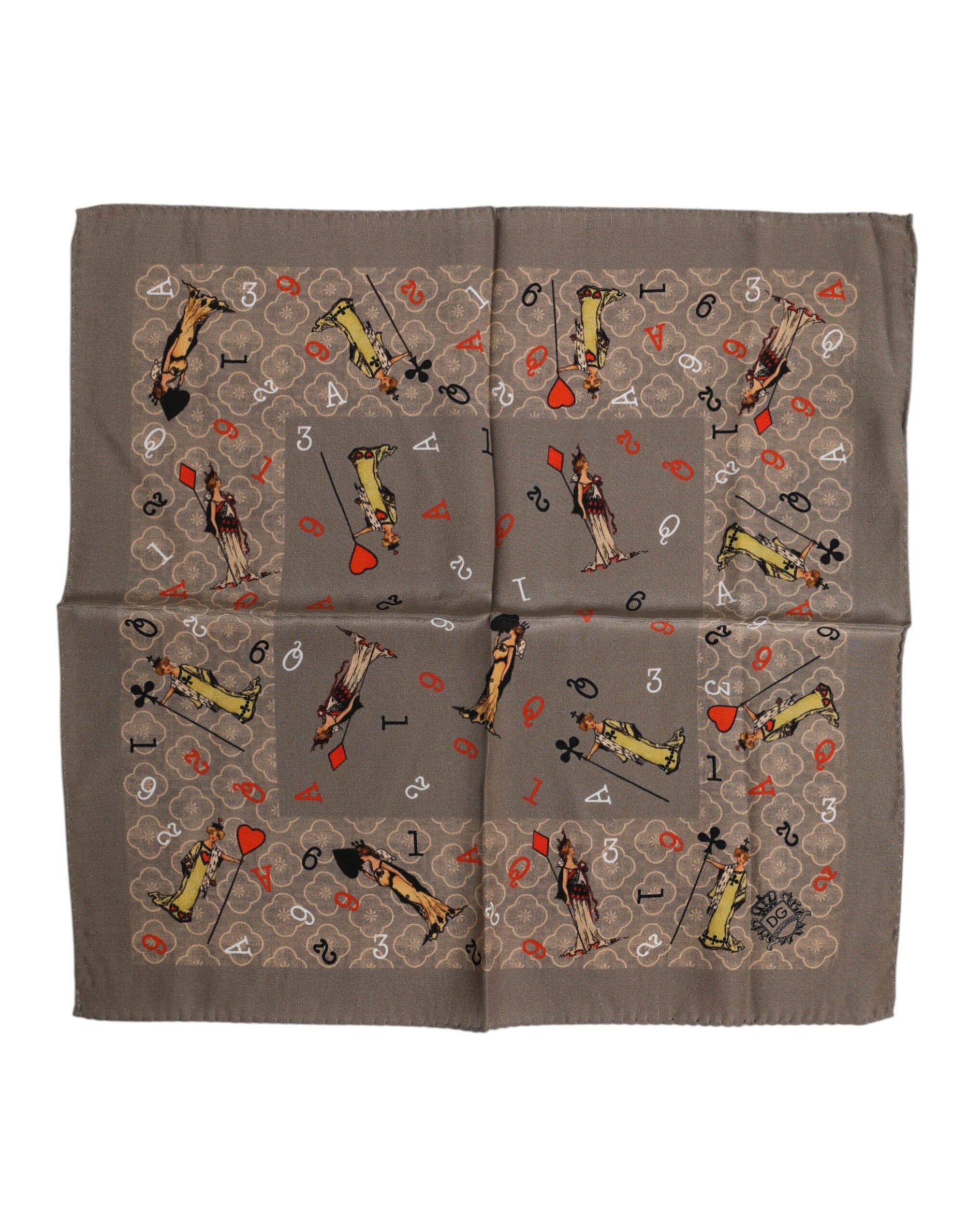Dolce & Gabbana Brown Silk Printed Square Men Foulard Scarf