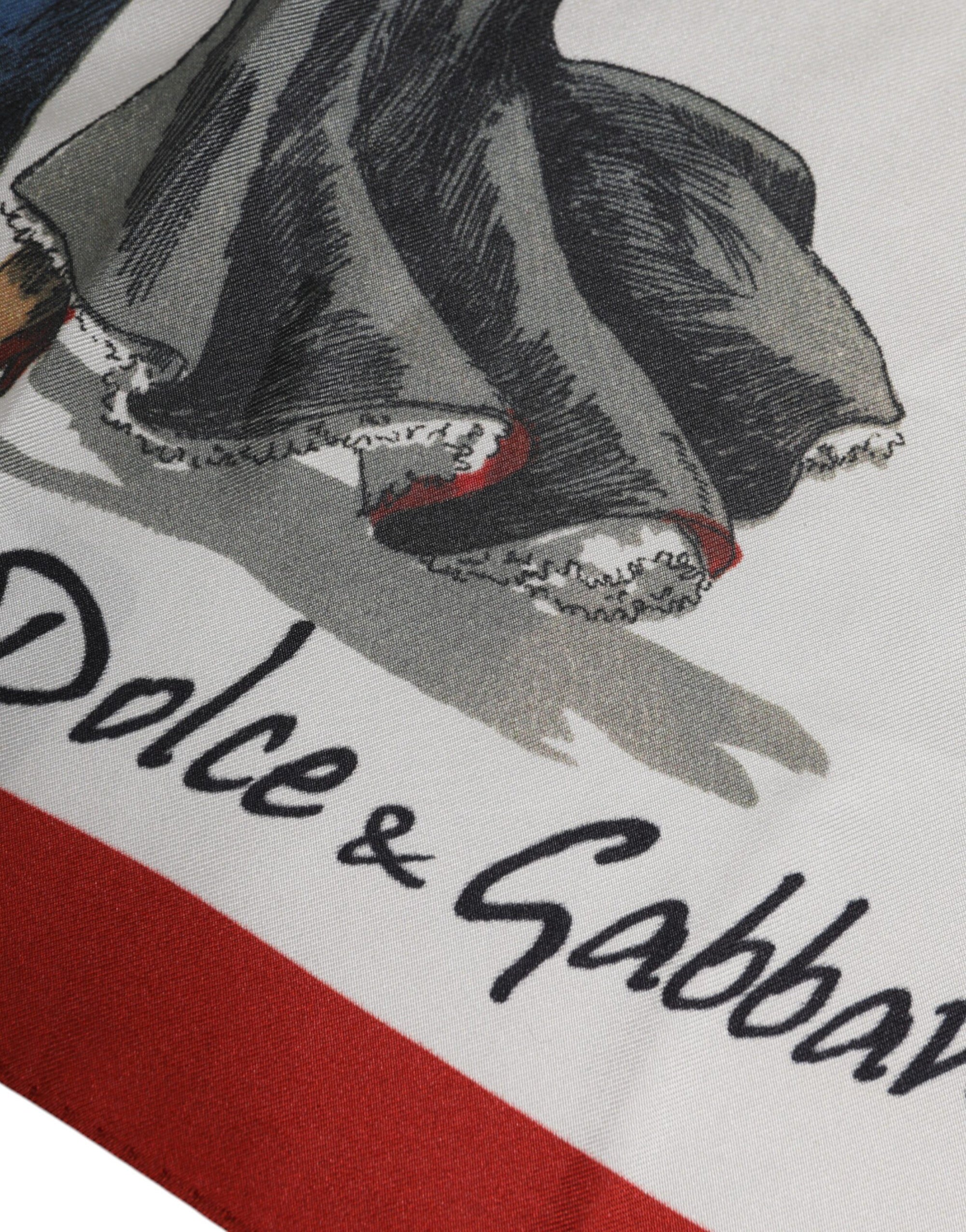 Dolce & Gabbana White Printed Silk Square Men Foulard Scarf