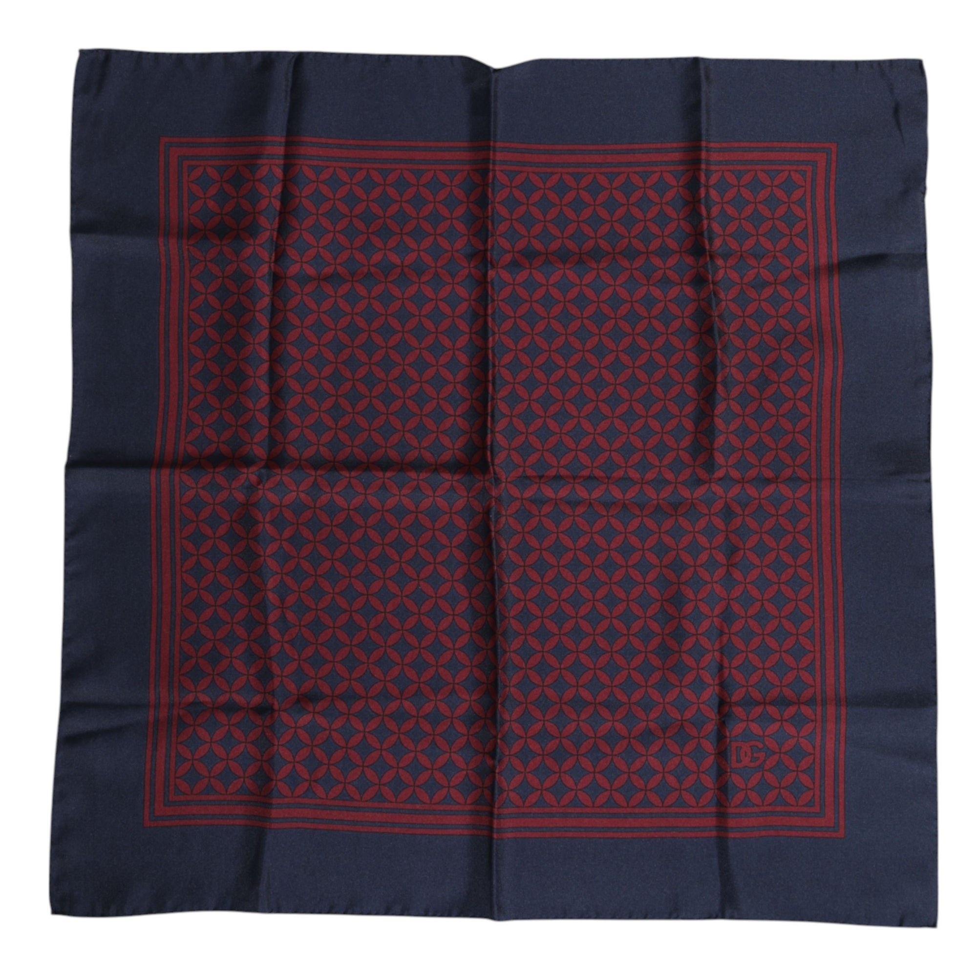 Dolce & Gabbana Red Blue Printed Silk Square Men Foulard Scarf