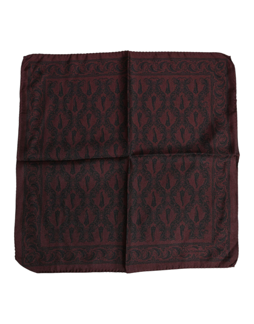 Dolce & Gabbana Maroon Black Printed Square Men Foulard Scarf