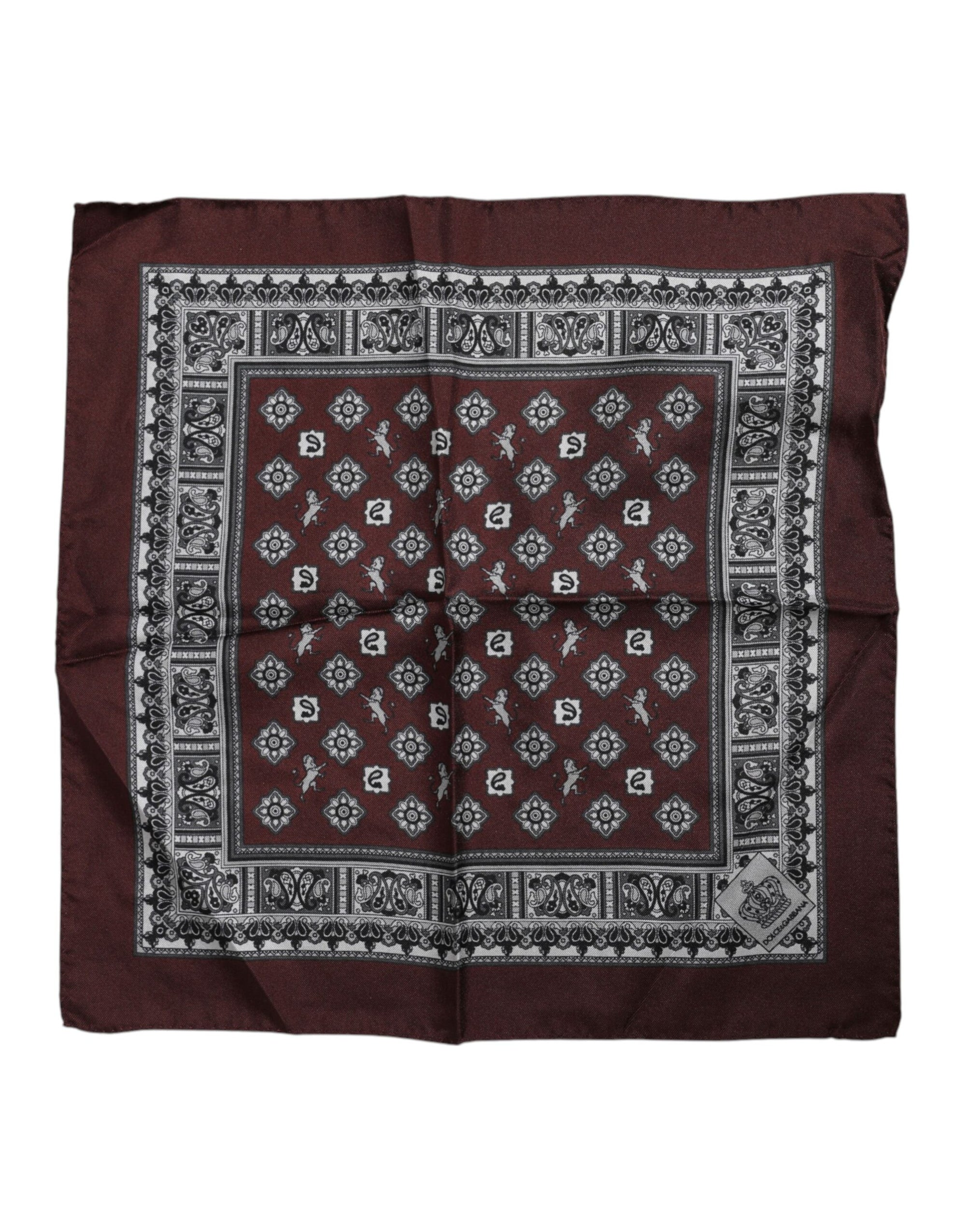 Dolce & Gabbana Bordeaux Bandana Silk Square Handkerchief Scarf