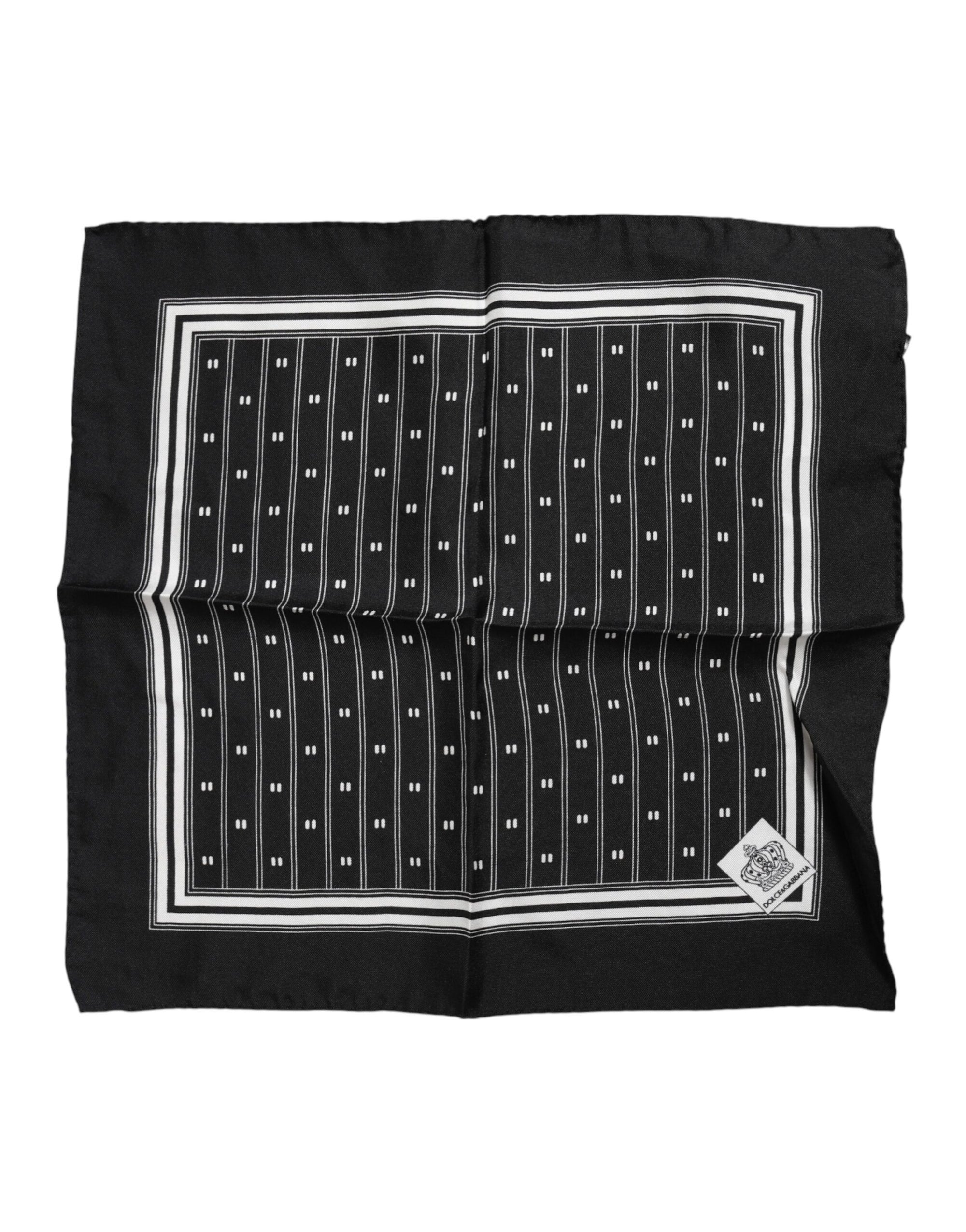 Dolce & Gabbana Black White Printed Silk Square Foulard Scarf