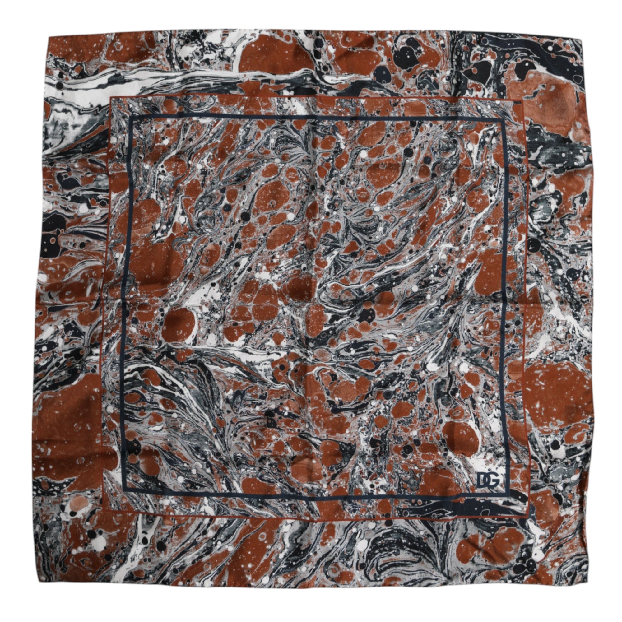 Dolce & Gabbana Multicolor Marble Silk Square Foulard Scarf