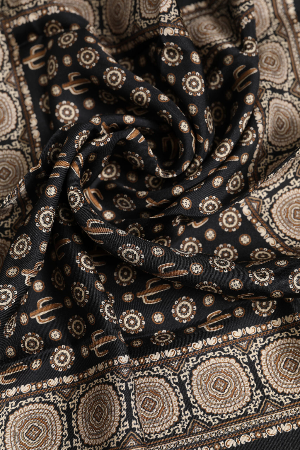 Dolce & Gabbana Black Brown Patterned Square Foulard Scarf