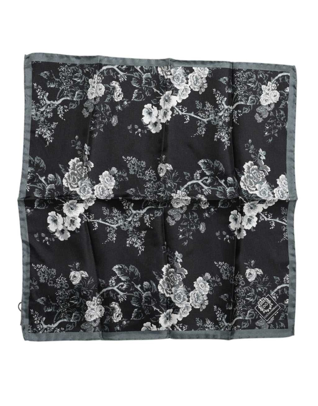 Dolce & Gabbana Black Floral Print Silk Square Foulard Scarf