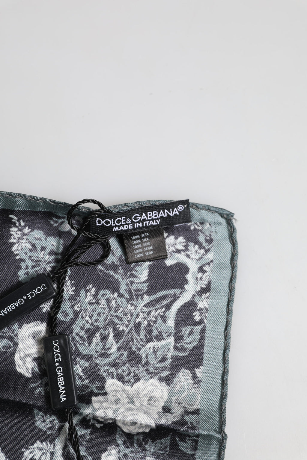 Dolce & Gabbana Black Floral Print Silk Square Foulard Scarf