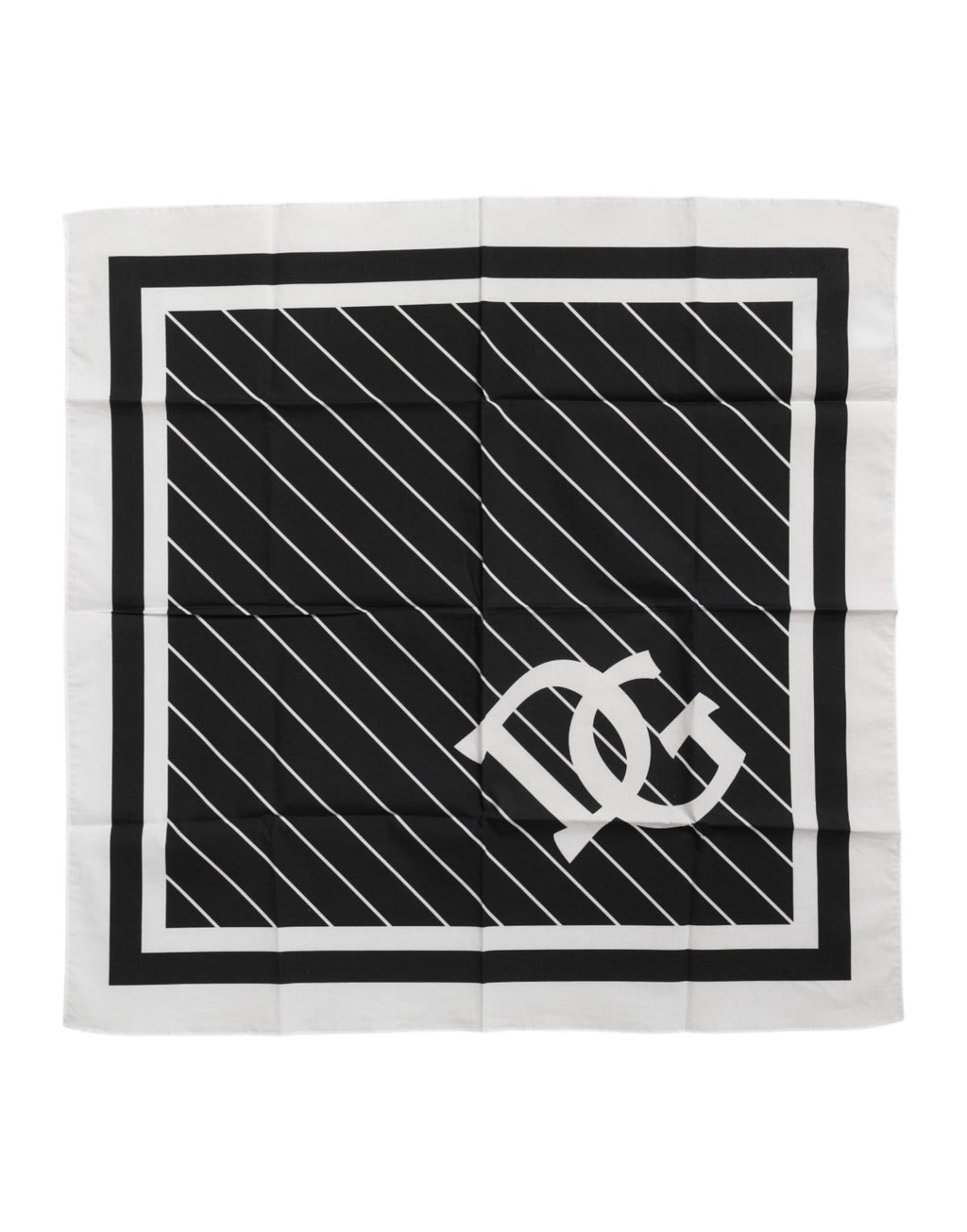 Dolce & Gabbana Black White DG Logo Square Men Foulard Scarf