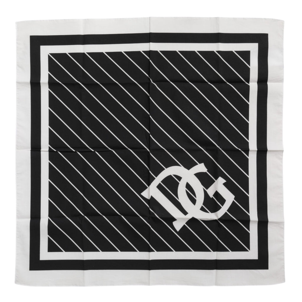 Dolce & Gabbana Black White DG Logo Square Men Foulard Scarf