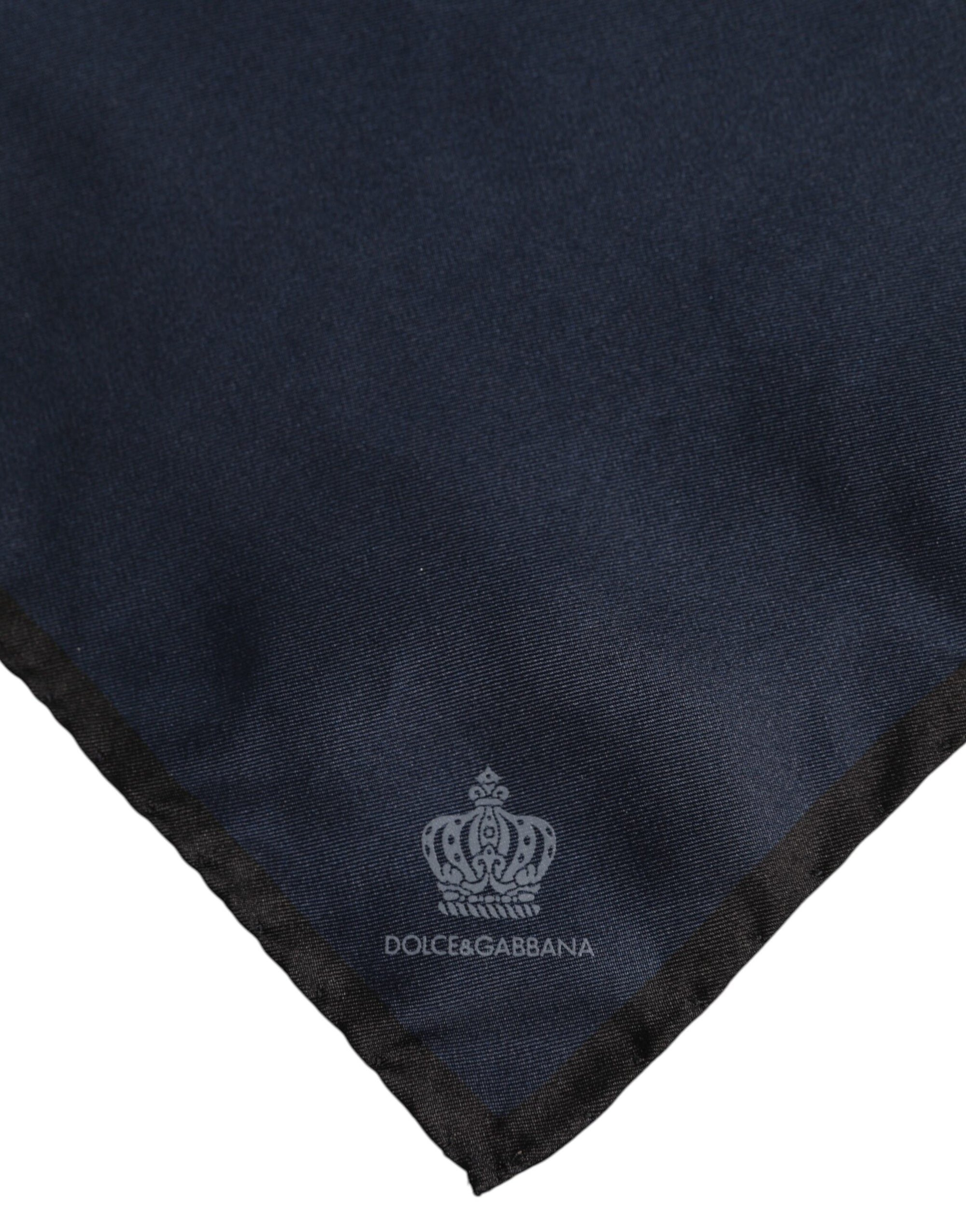 Dolce & Gabbana Blue DG Crown Silk Square Men Foulard Scarf