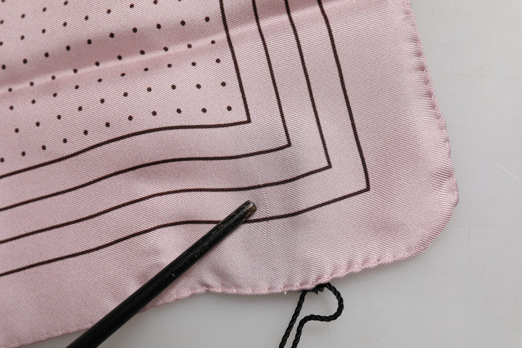 Dolce & Gabbana Beige Dotted Silk Square Men Foulard Scarf