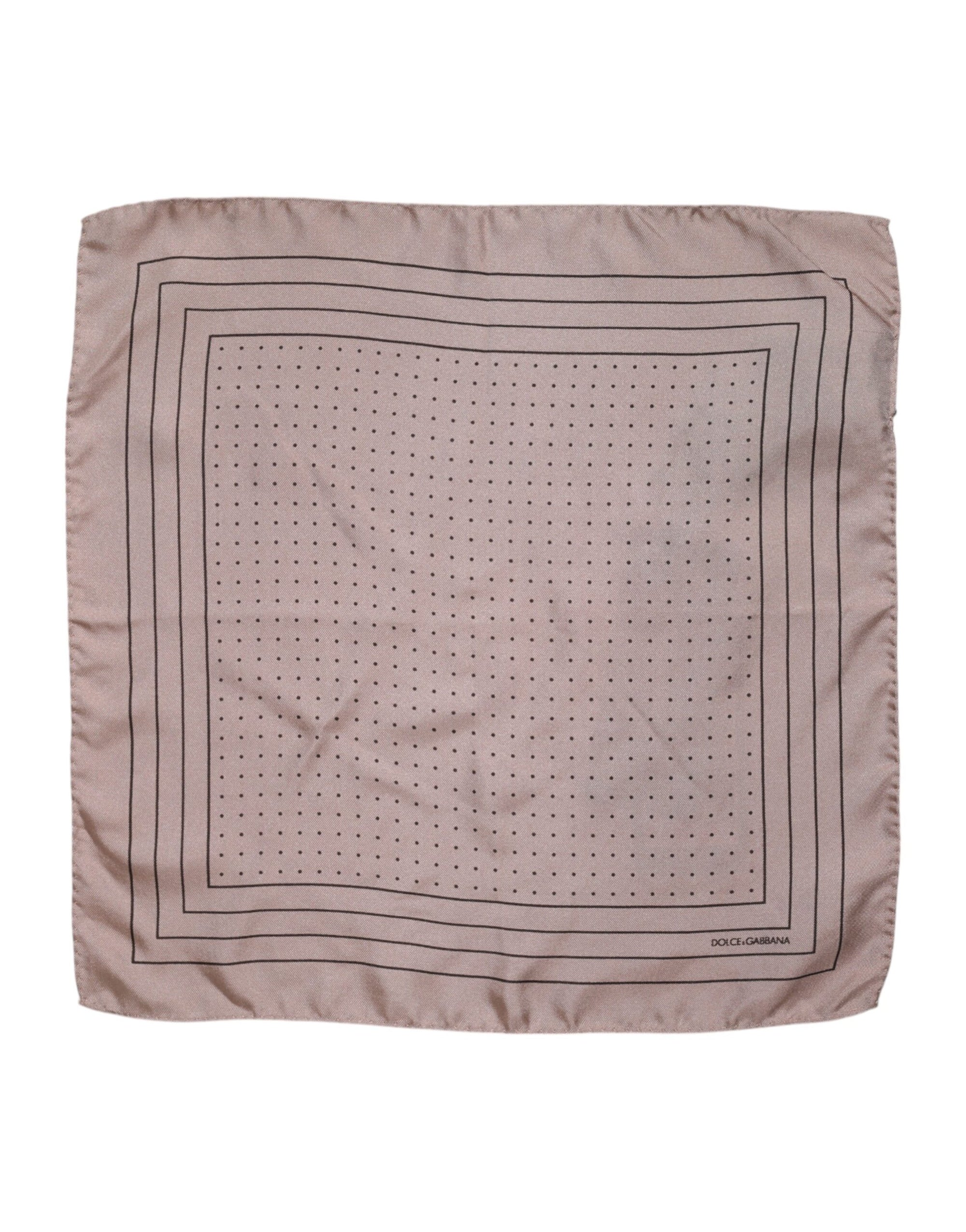 Dolce & Gabbana Beige Dotted Silk Square Men Foulard Scarf