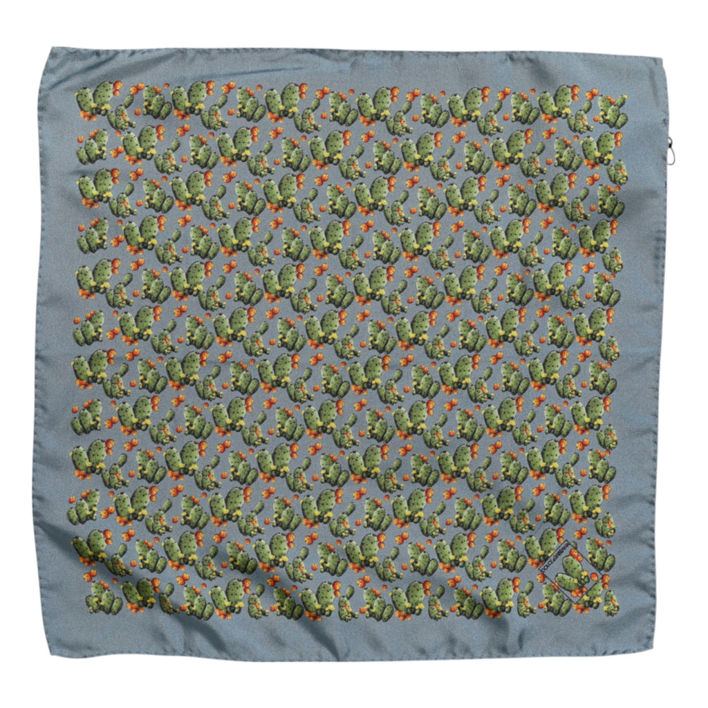 Dolce & Gabbana Gray Green Cactus Print Square Foulard Scarf