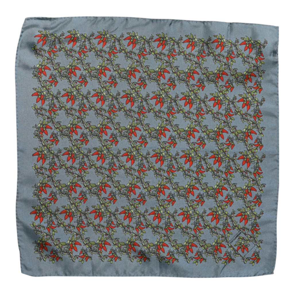 Dolce & Gabbana Gray Chilis Silk Square Men Foulard Scarf