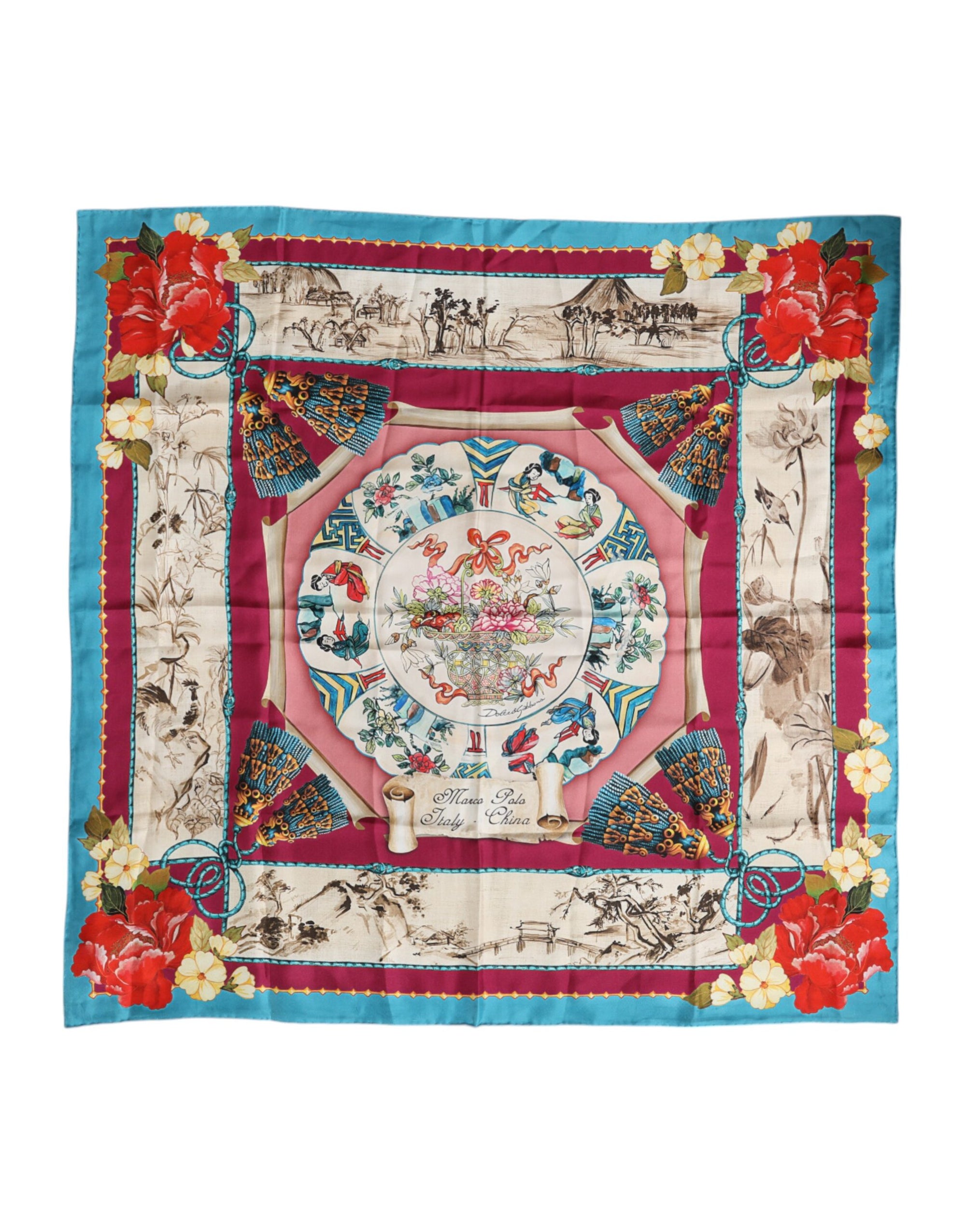 Dolce & Gabbana Multicolor Floral Print Square Foulard Scarf