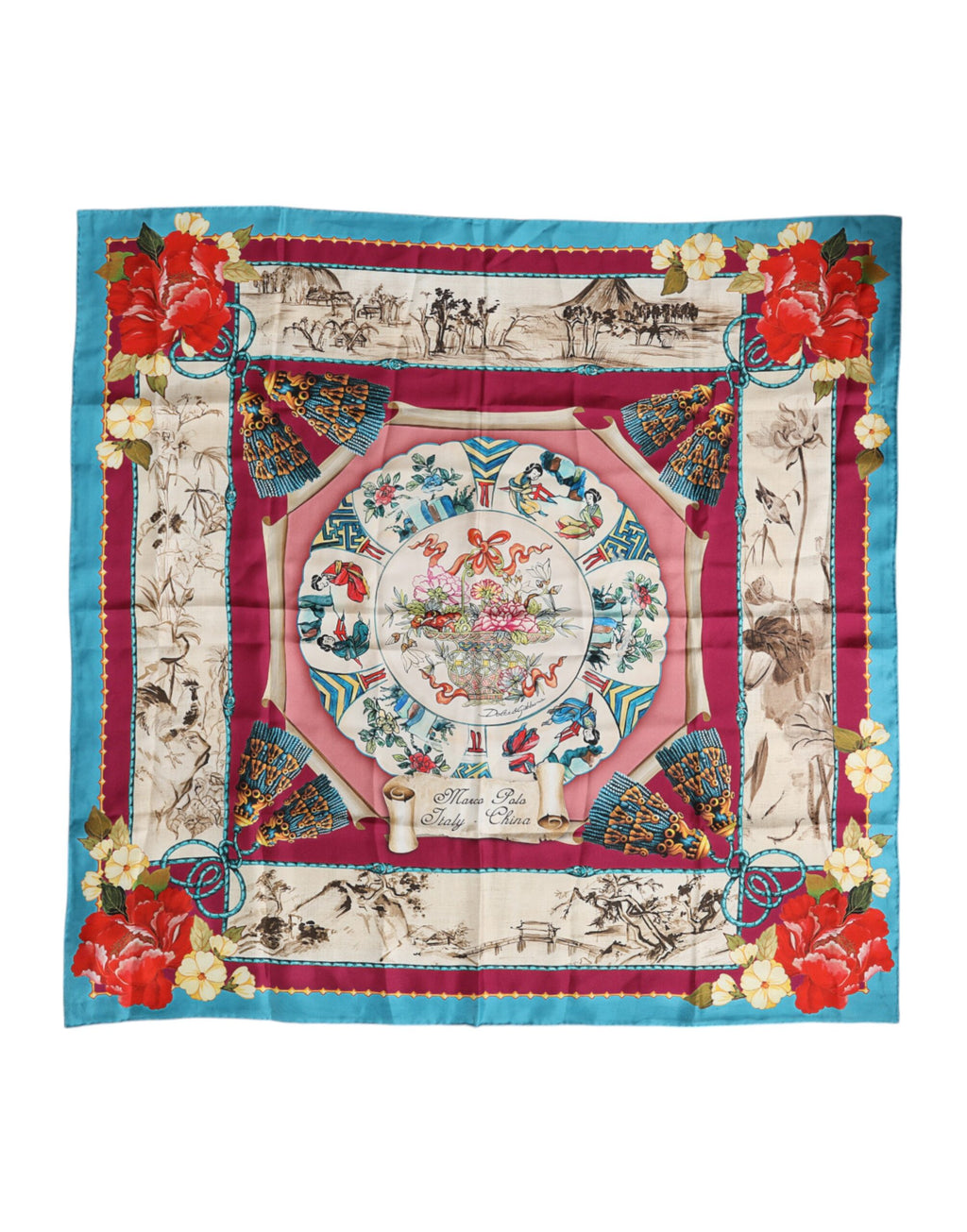 Dolce & Gabbana Multicolor Floral Print Square Foulard Scarf