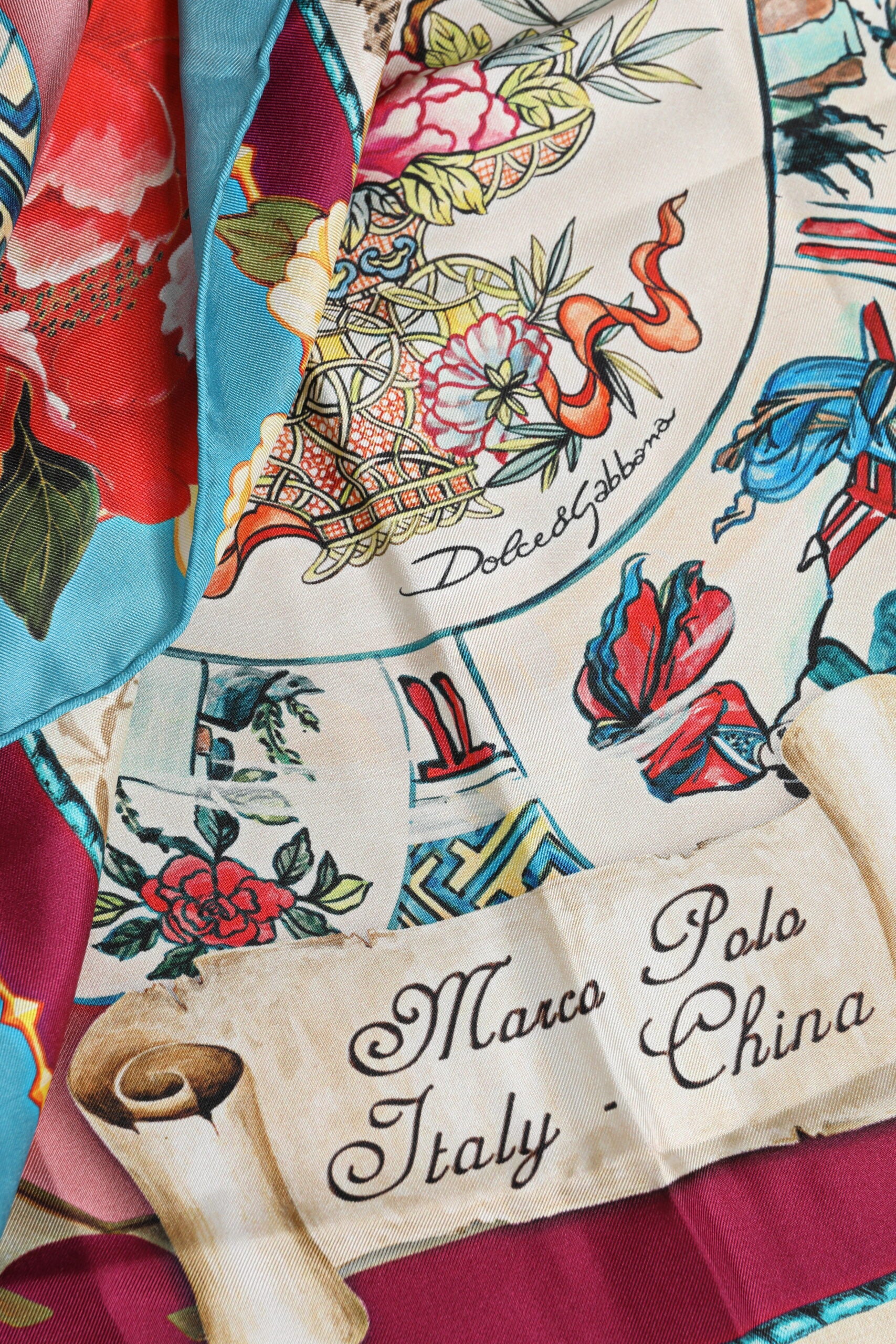 Dolce & Gabbana Multicolor Floral Print Square Foulard Scarf