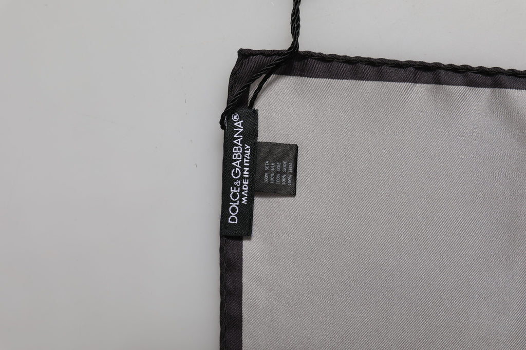 Dolce & Gabbana Gray DG Crown Silk Square Men Foulard Scarf