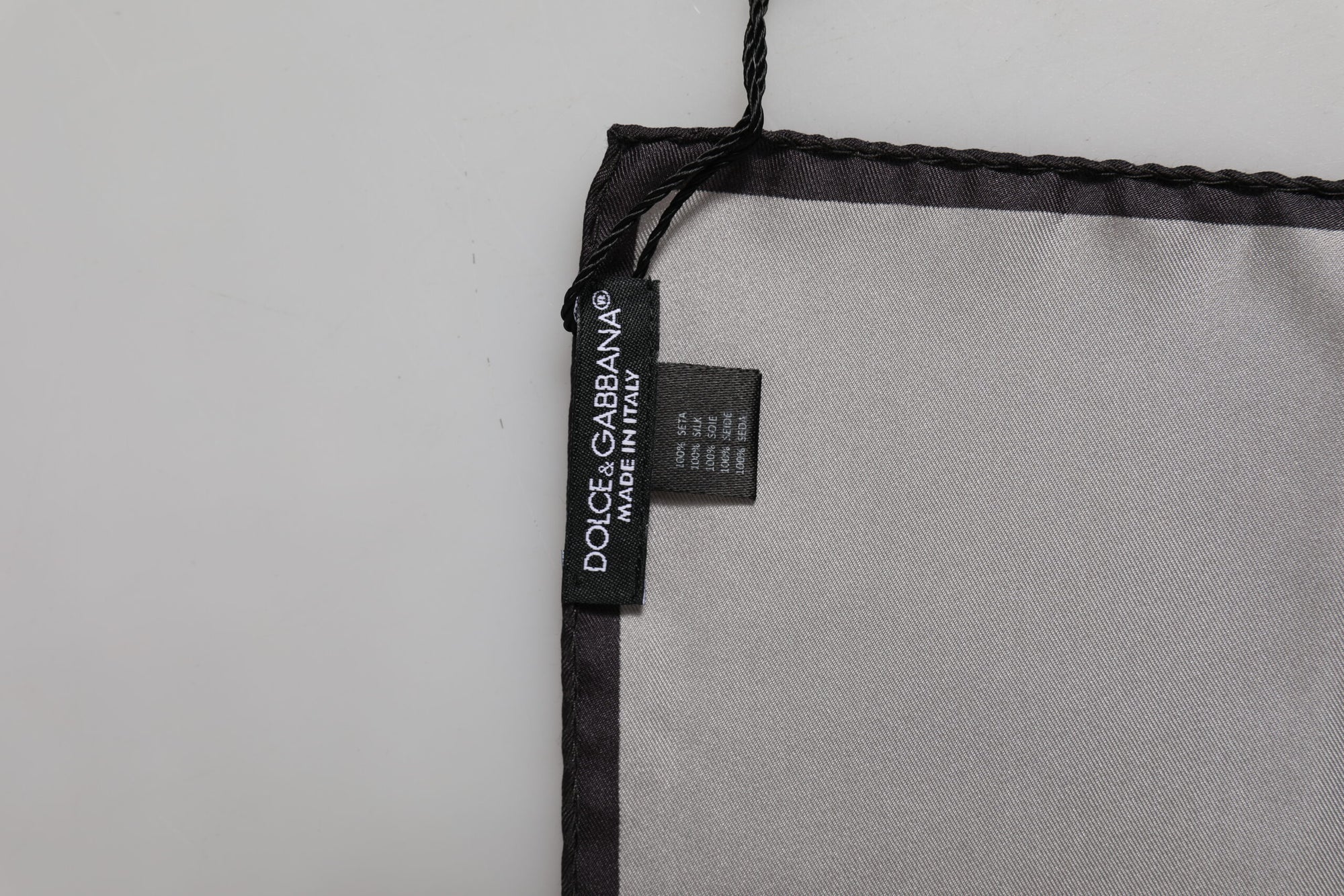 Dolce & Gabbana Gray DG Crown Silk Square Men Foulard Scarf