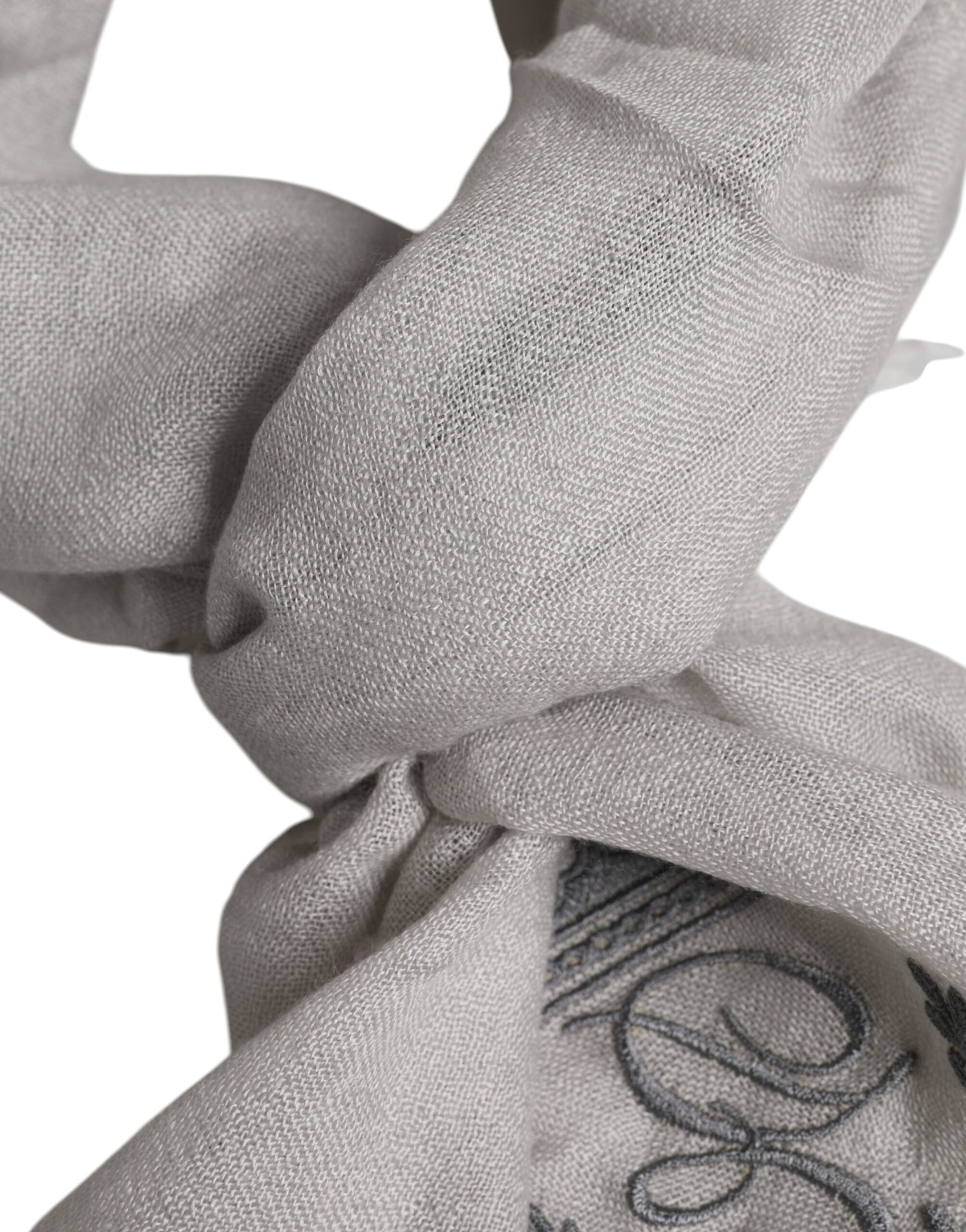 Dolce & Gabbana Gray DG Crown Neck Warmer Wrap Shawl Scarf