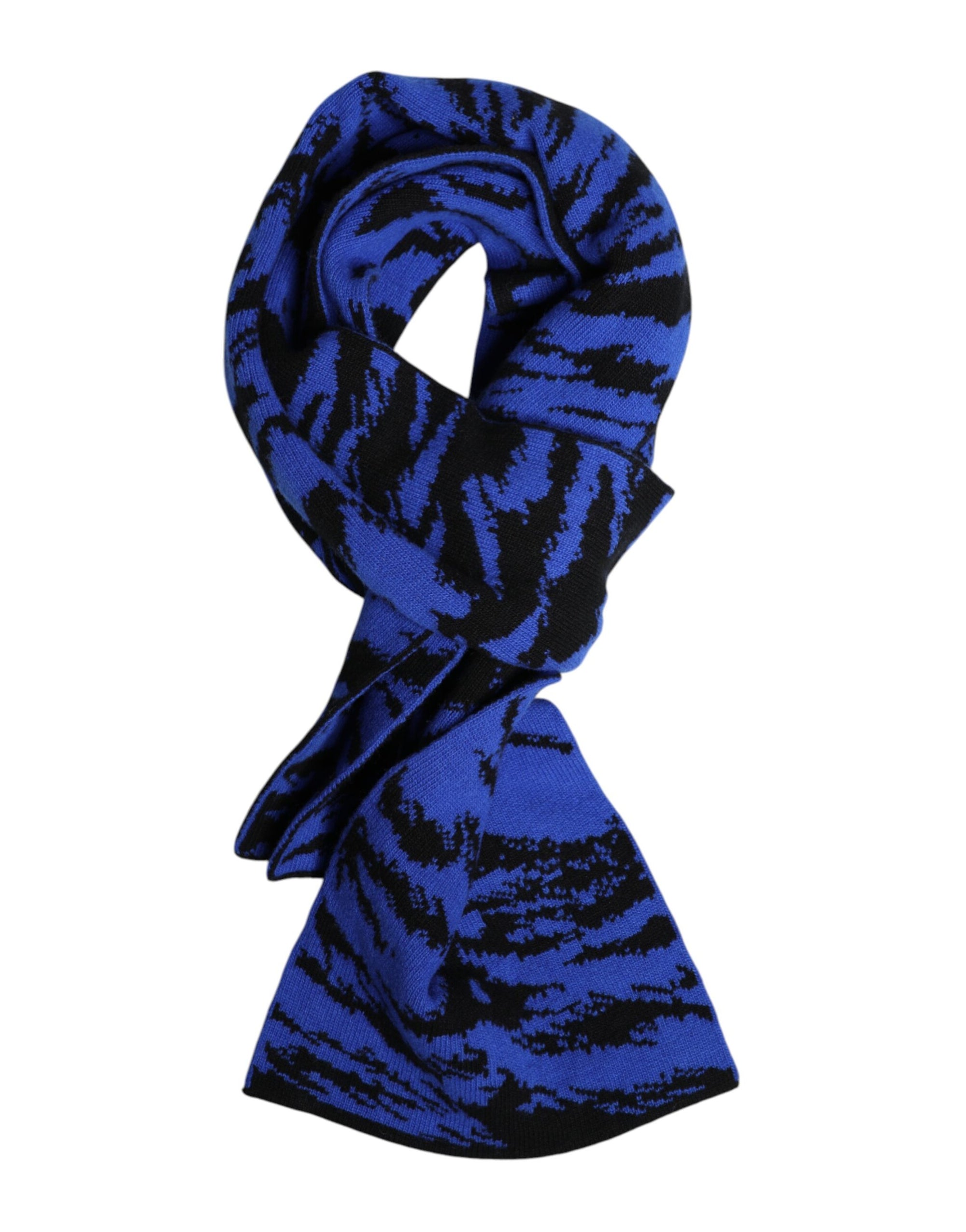 Dolce & Gabbana Blue Black Logo Neck Warmer Wrap Shawl Scarf