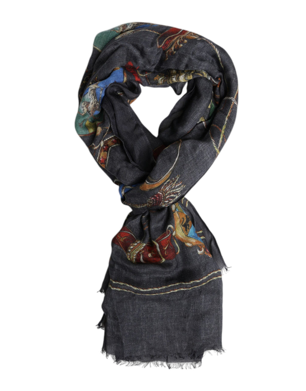 Dolce & Gabbana Gray Graphic Print Warmer Wrap Shawl Scarf