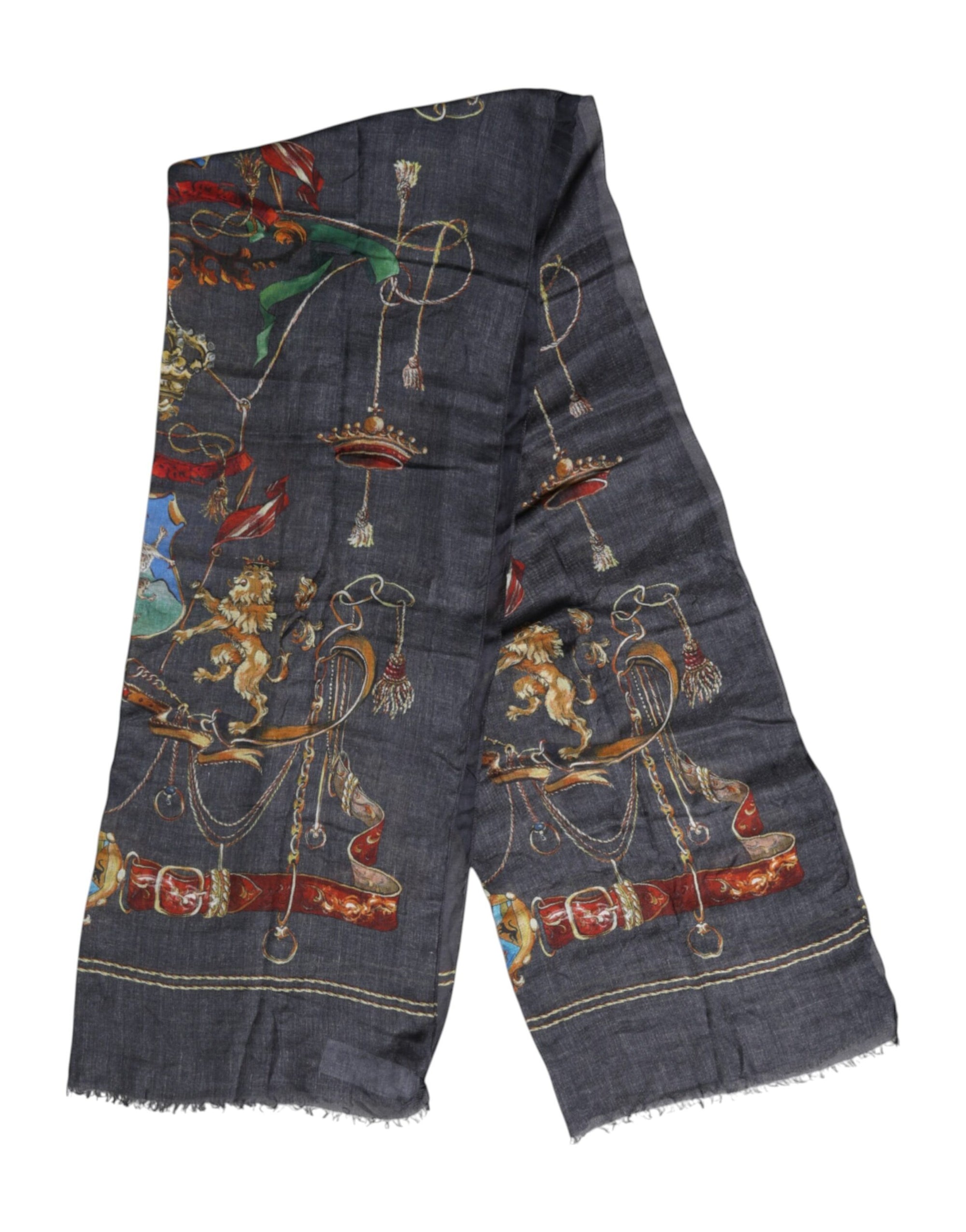 Dolce & Gabbana Gray Graphic Print Warmer Wrap Shawl Scarf