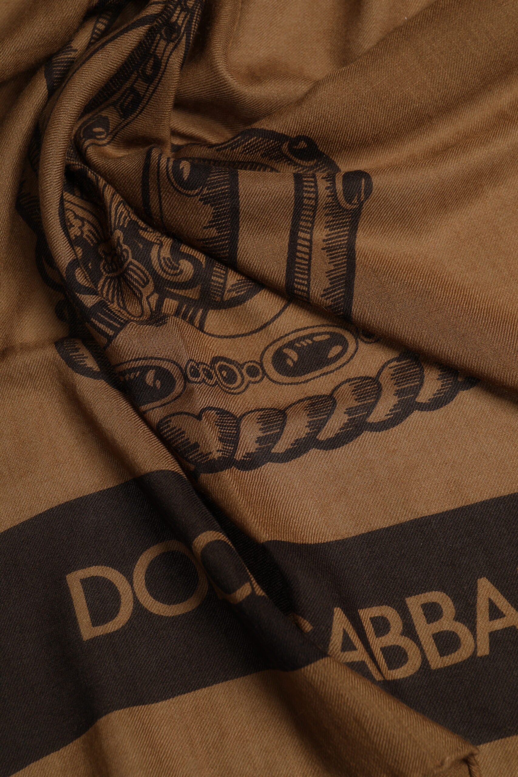 Dolce & Gabbana Brown DG Crown Neck Warmer Men Foulard Scarf